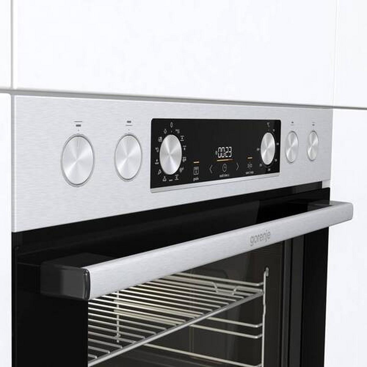 Einbauherd-Set B: 59,5 cm Elektro-Glaskeramik - Edelstahlfarben/Schwarz, Basics, Glas/Metall (59,5/59,5/56,4cm) - Gorenje