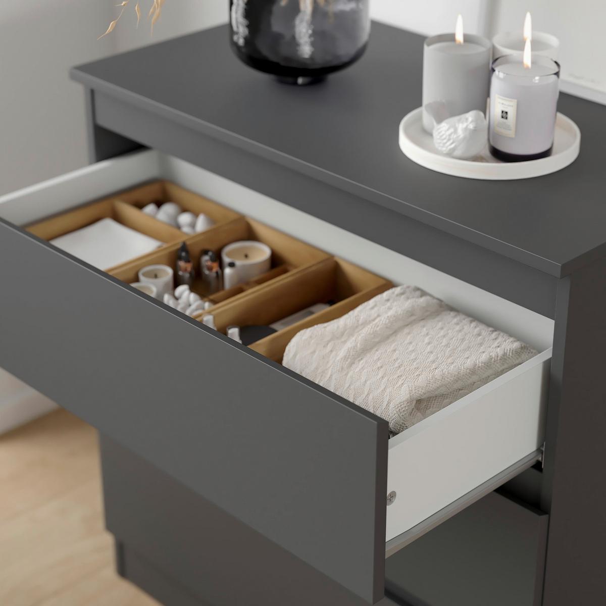 Kommode Mara 2 Anthrazit B: 77 cm - Anthrazit/Weiß, Trend, Holz (77/80,4/42cm)