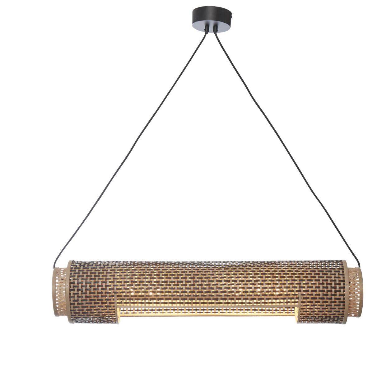 HÄNGELEUCHTE BHUTAN/H85/BN - Schwarz/Naturfarben, Trend, Holz (85/15/15cm) - Good & Mojo