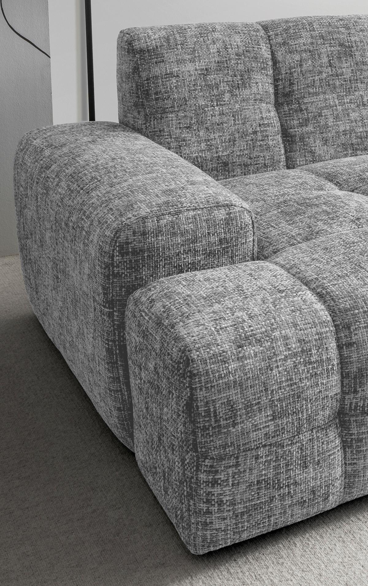 Bigsofa Bosco, Silberfarben B: 304 cm - Silberfarben/Schwarz, MODERN, Textil (304/87/155cm) - Livetastic