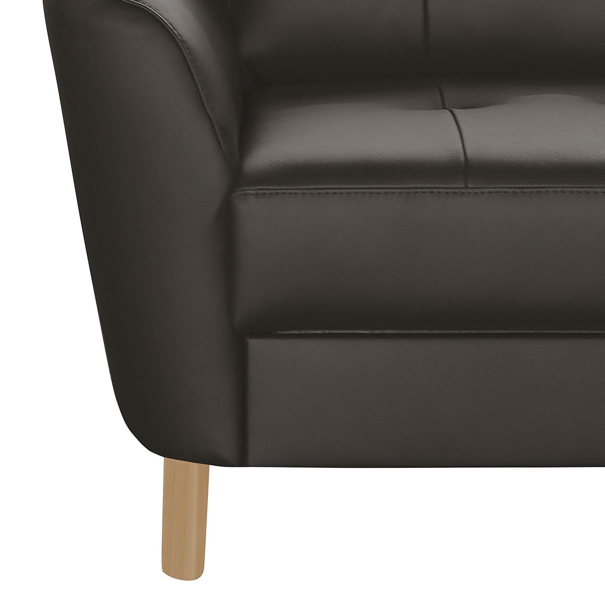 Ecksofa Nordic Dunkelbraun S: 236x190 cm - Dunkelbraun/Buchefarben, Design, Leder/Textil (236/190cm) - Livetastic