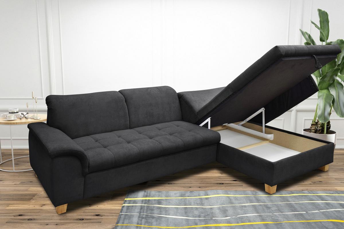 Ecksofa Mit Schlaffunktion Franzi Dunkelgrau - Eichefarben/Dunkelgrau, KONVENTIONELL, Textil (279/170cm) - MID.YOU