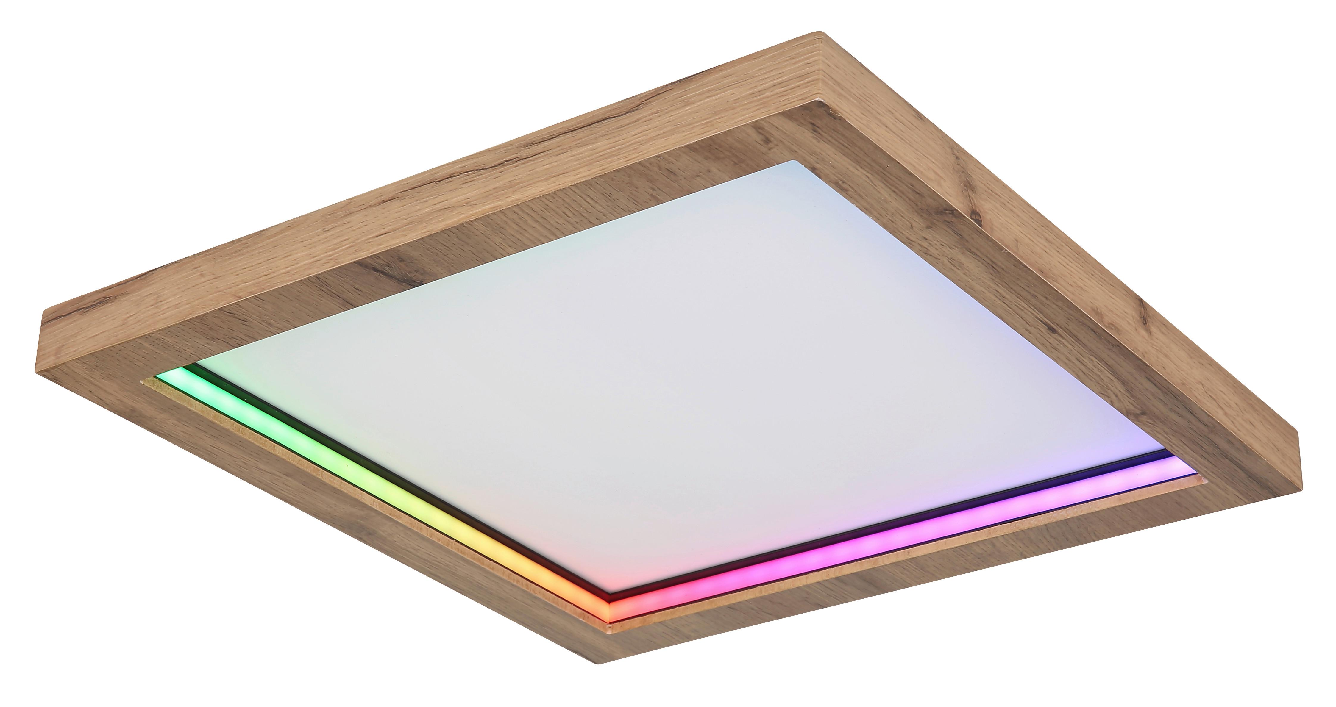 LED-Deckenleuchte 41374-24 - Dunkelbraun/Opal, Natur, Holzwerkstoff/Kunststoff (40/40/6,5cm) - Globo