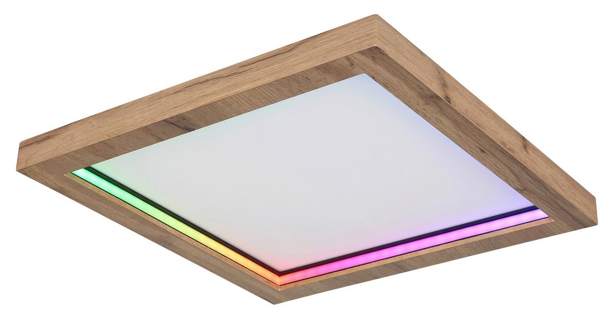 LED-Deckenleuchte 41374-24 - Dunkelbraun/Opal, Natur, Holzwerkstoff/Kunststoff (40/40/6,5cm) - Globo