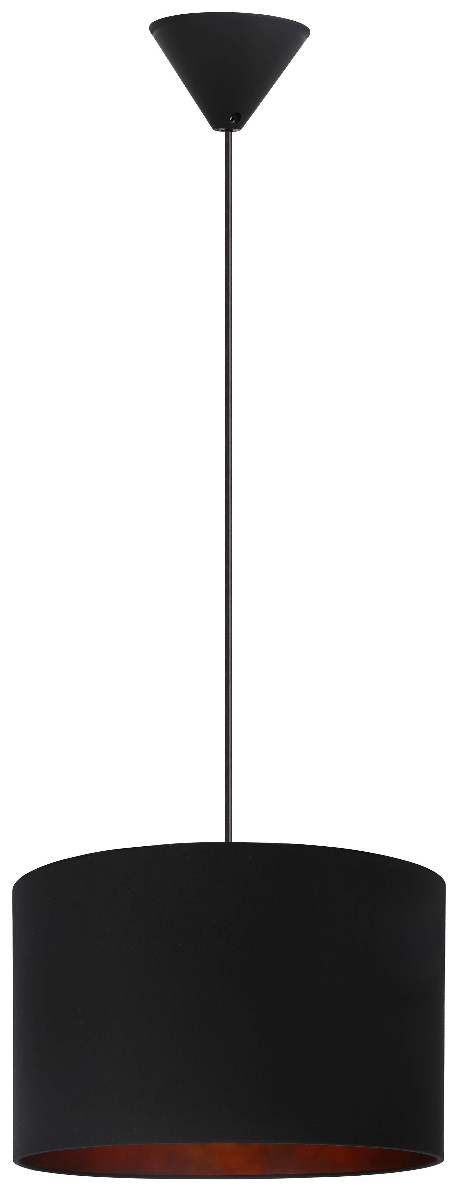 Závesné svietidlo Goldi, E27 max. 25W - čierna/zlatá, Modern, kov/textil (30/120cm) - Mömax