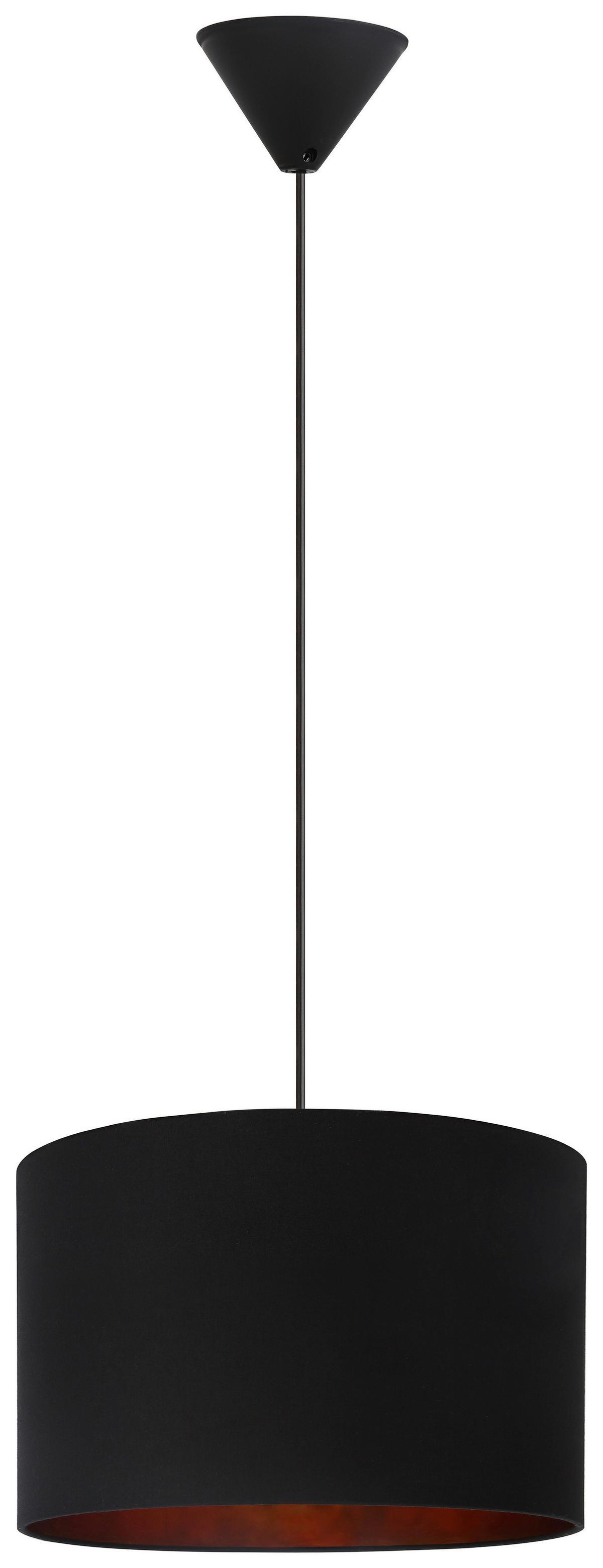 Závěsné svítidlo Goldi, E27 max. 25W - černá/barvy zlata, Moderní, kov/textil (30/120cm) - Mömax
