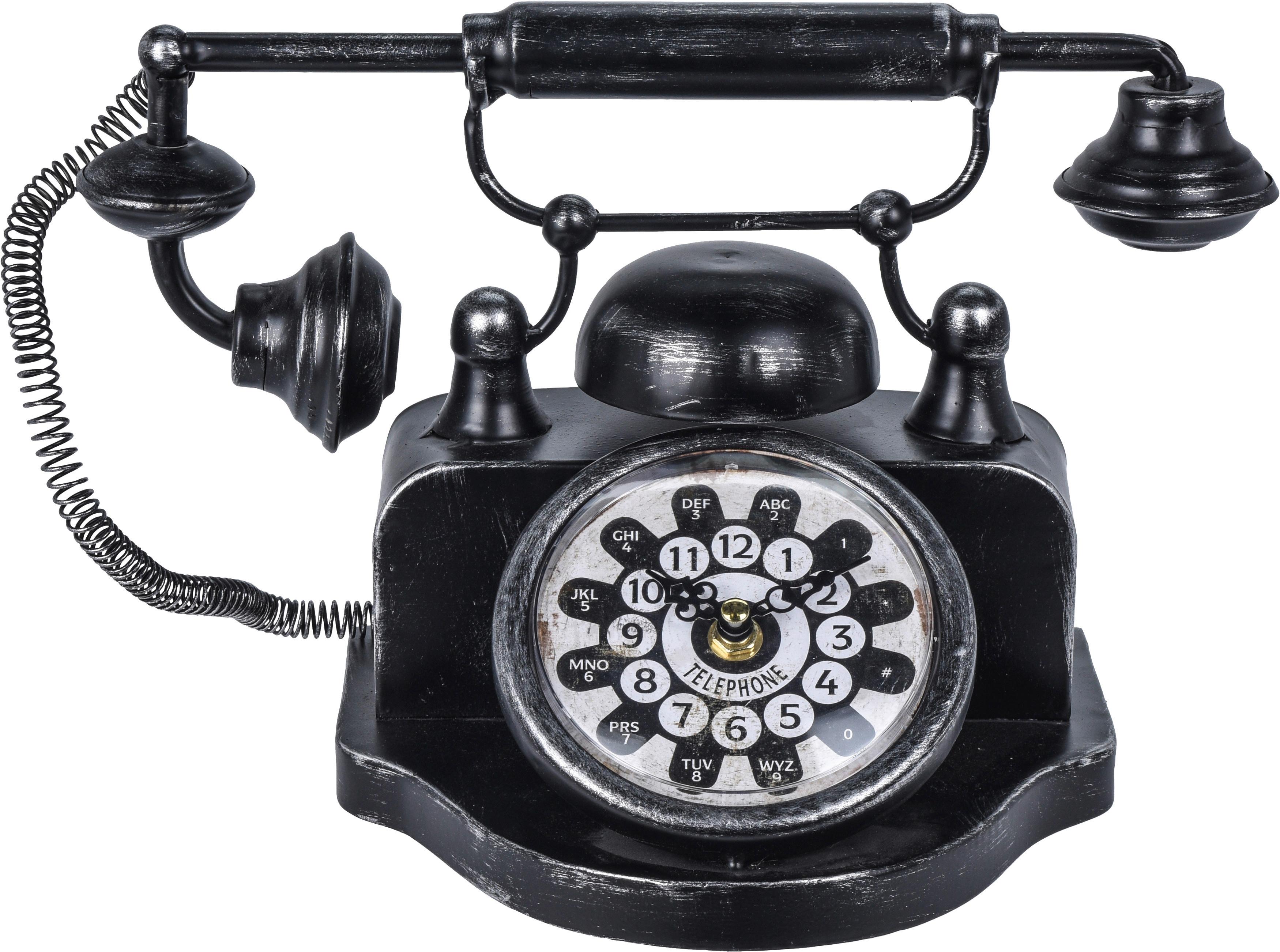 Hodiny Stolní Telefon - bílá/černá, kov - Modern Living