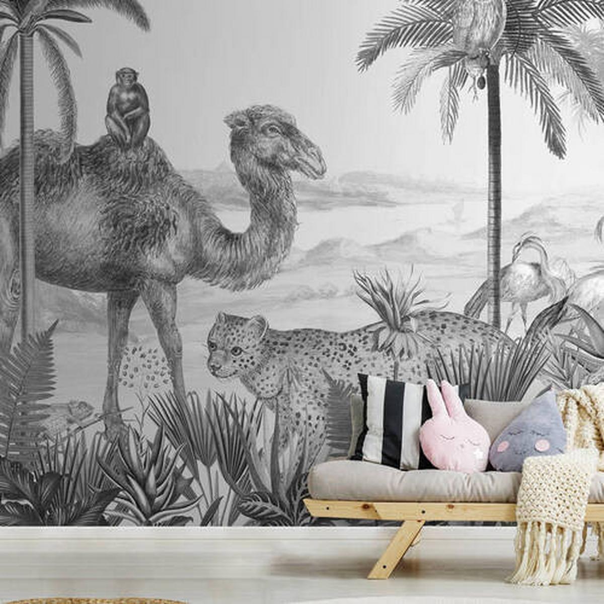 Fototapete Safari - Schwarz/Weiß, Trend, Papier/Kunststoff (300/280cm)