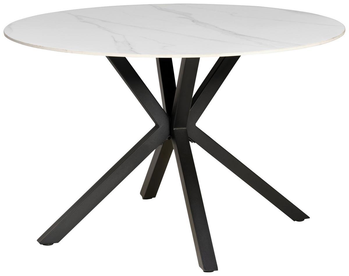 Esstisch Birmingham - Schwarz/Weiß, LIFESTYLE, Keramik/Metall (118/76/118cm) - MID.YOU
