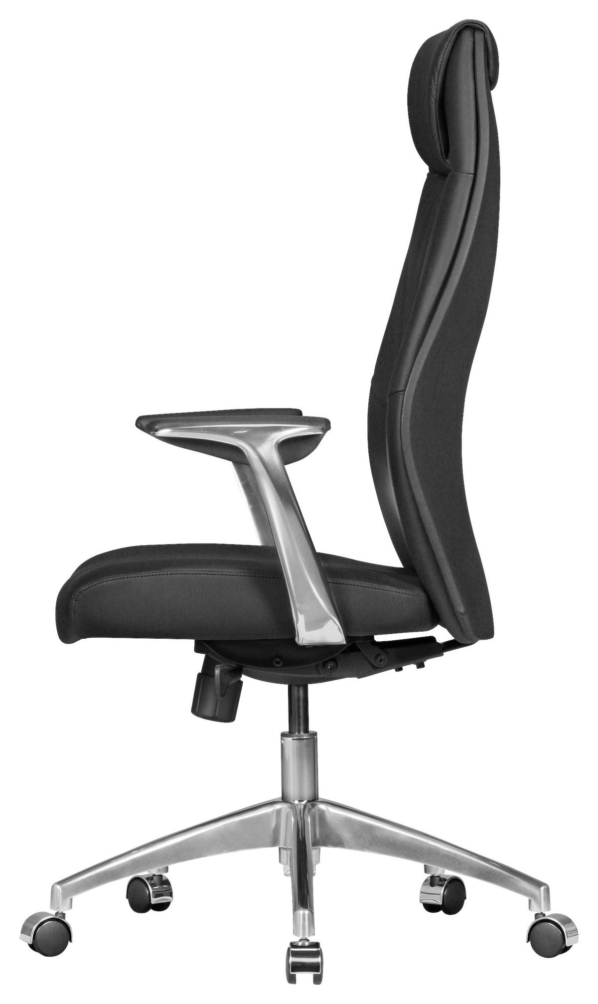 Kancelářská židle OXFORD 1 černá kůže - barvy stříbra/černá, Moderní, kov/plast (67/117/58cm) - MID.YOU