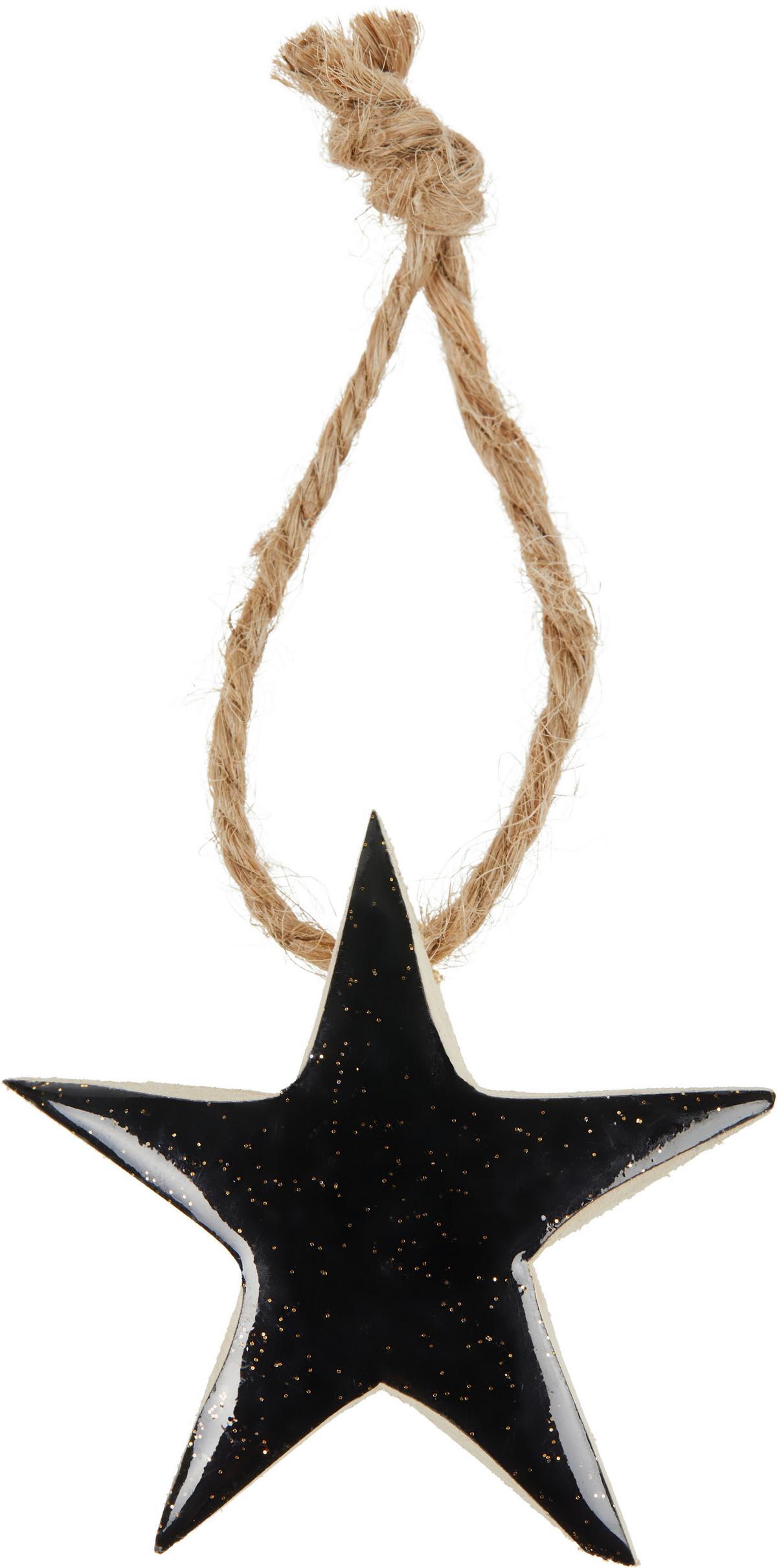 Weihnachtsdeko Stern Holz Hängend - Schwarz, MODERN, Holz (5/5cm)