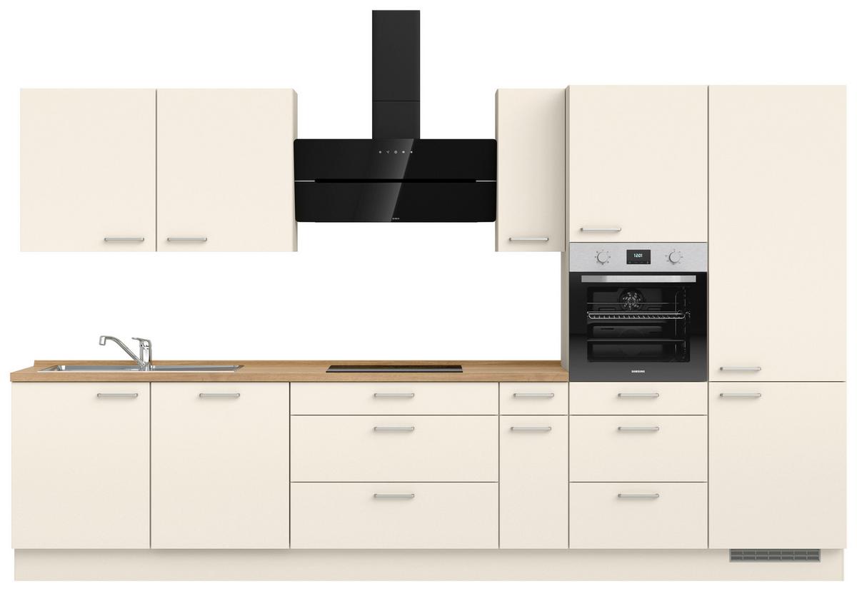 Kuchyňská linka 360 cm, magnólia / dekor dub - barvy dubu/magnolie, Moderní, kov/kompozitní dřevo (360cm) - Nobilia