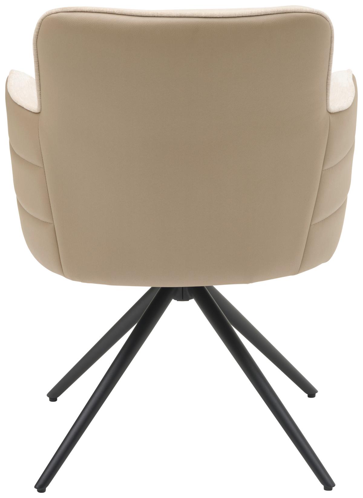 Armlehnstuhl Mia Webstoff Beige, B: 58 cm - Beige/Schwarz, KONVENTIONELL, Textil/Metall (58/82/64cm) - MID.YOU