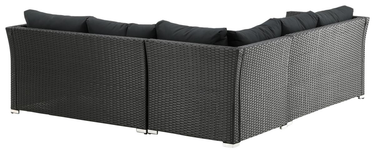 Loungegarnitur 4-tlg Haiti Aus Kunststoff Mit Kissen - Schwarz, KONVENTIONELL, Kunststoff - Gardenson