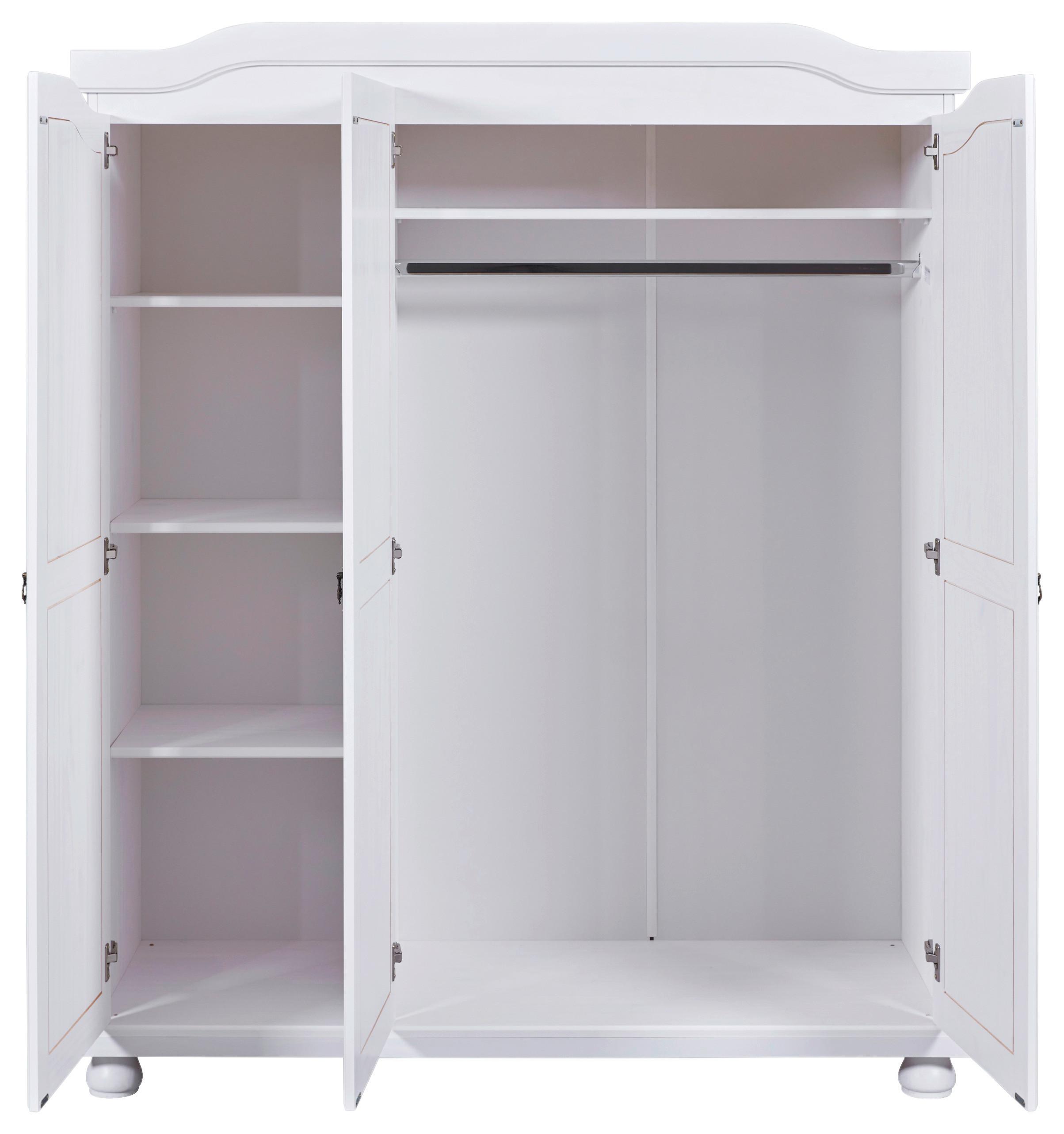 Drehtürenschrank Massiv 150cm Bastian, Weiß - Weiß, LIFESTYLE, Holz/Holzwerkstoff (150/180/56cm) - MID.YOU