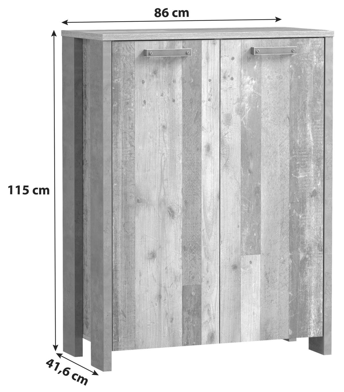 Kommode B 86 Cm Cliff Old Wood Vintage - Dunkelgrau/Braun, KONVENTIONELL, Holzwerkstoff/Kunststoff (86/115/42cm) - MID.YOU