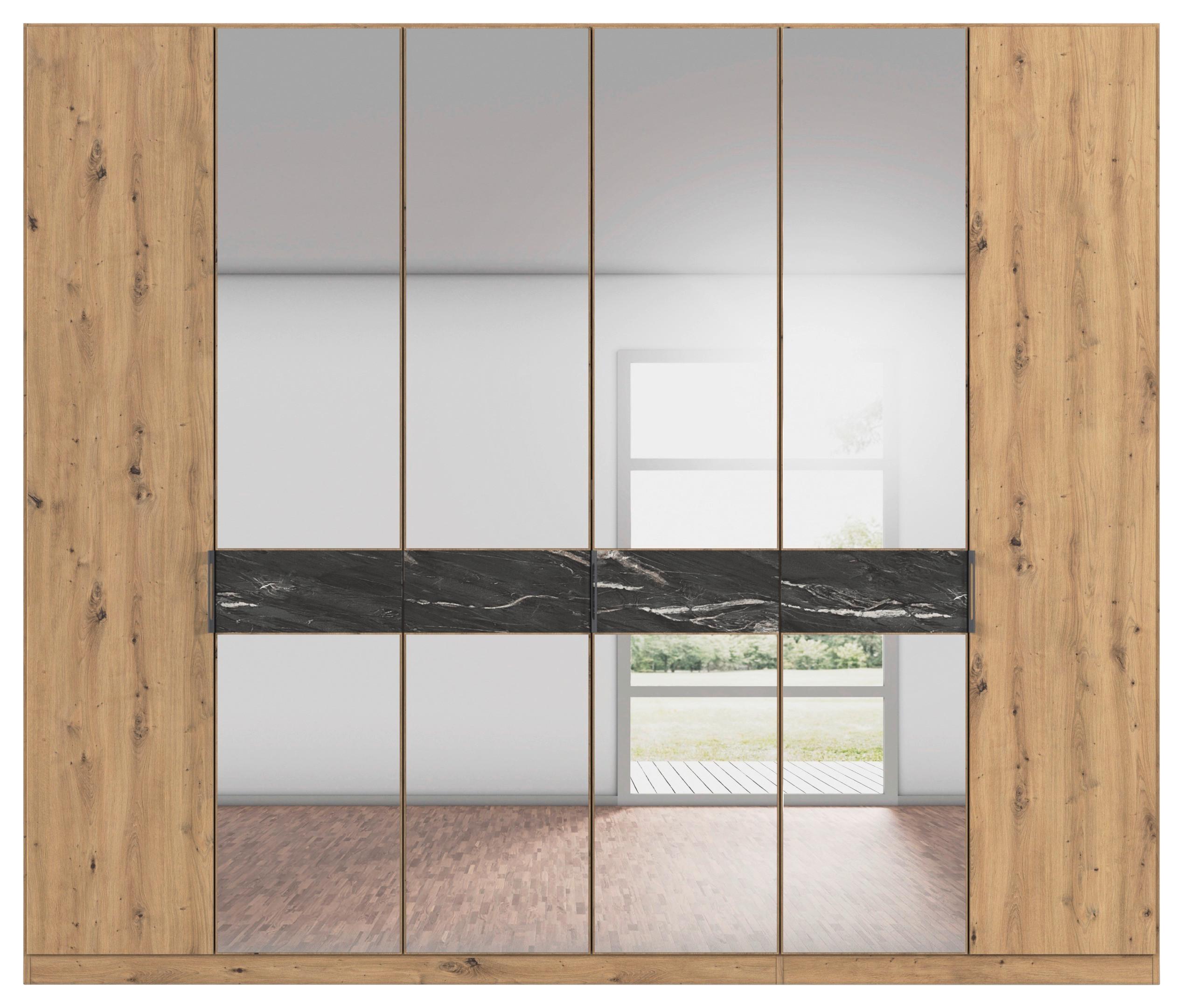 Drehtürenschrank Versity-d Eiche Artisan/marmoroptik 6trg - Silberfarben/Eiche Artisan, Trend, Holzwerkstoff (271/229/54cm) - James Wood