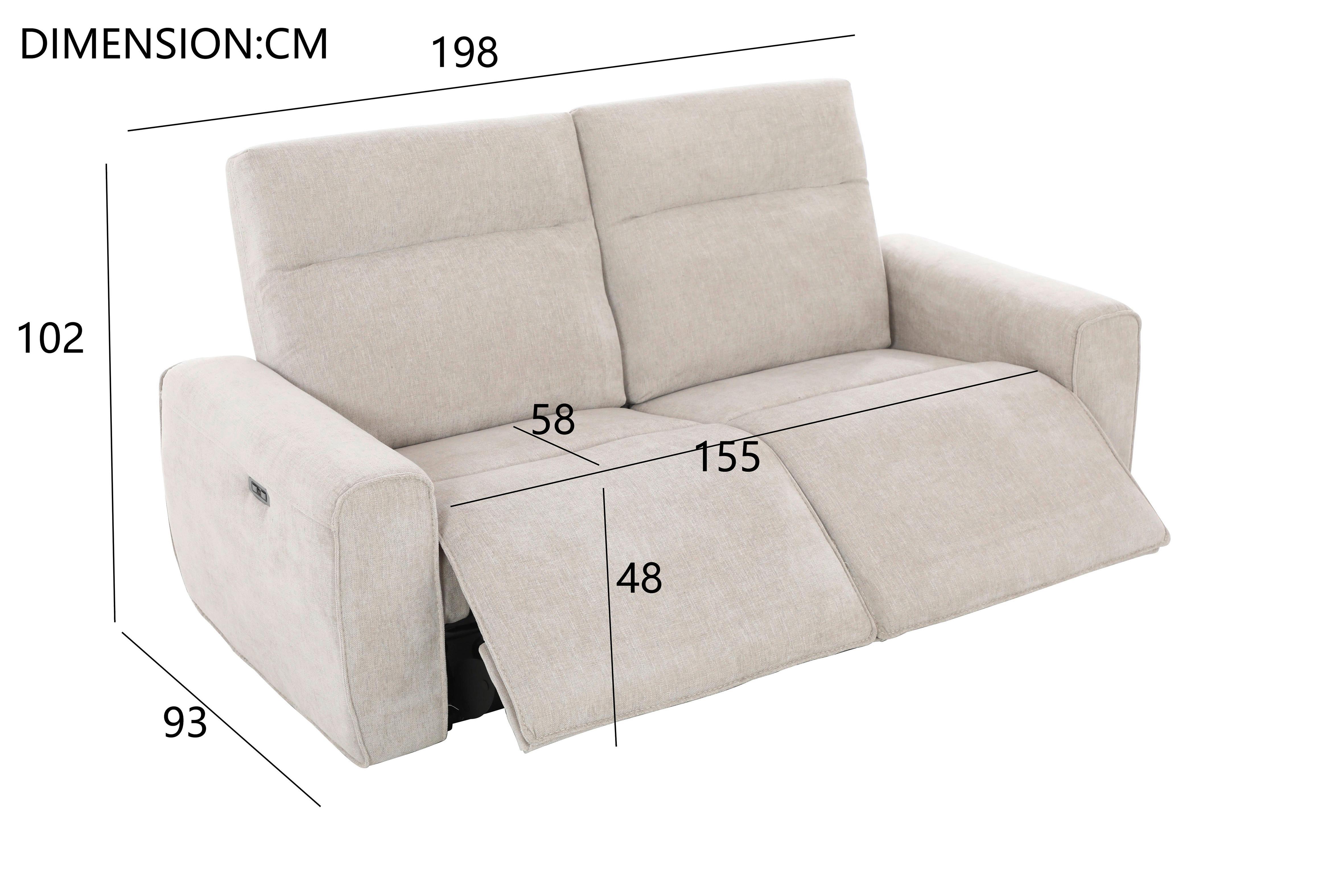 3-sitzer Sofa Paco Webstoff Beige, B: 198 Cm - Beige/Schwarz, MODERN, Holz/Textil (198/102/93cm)