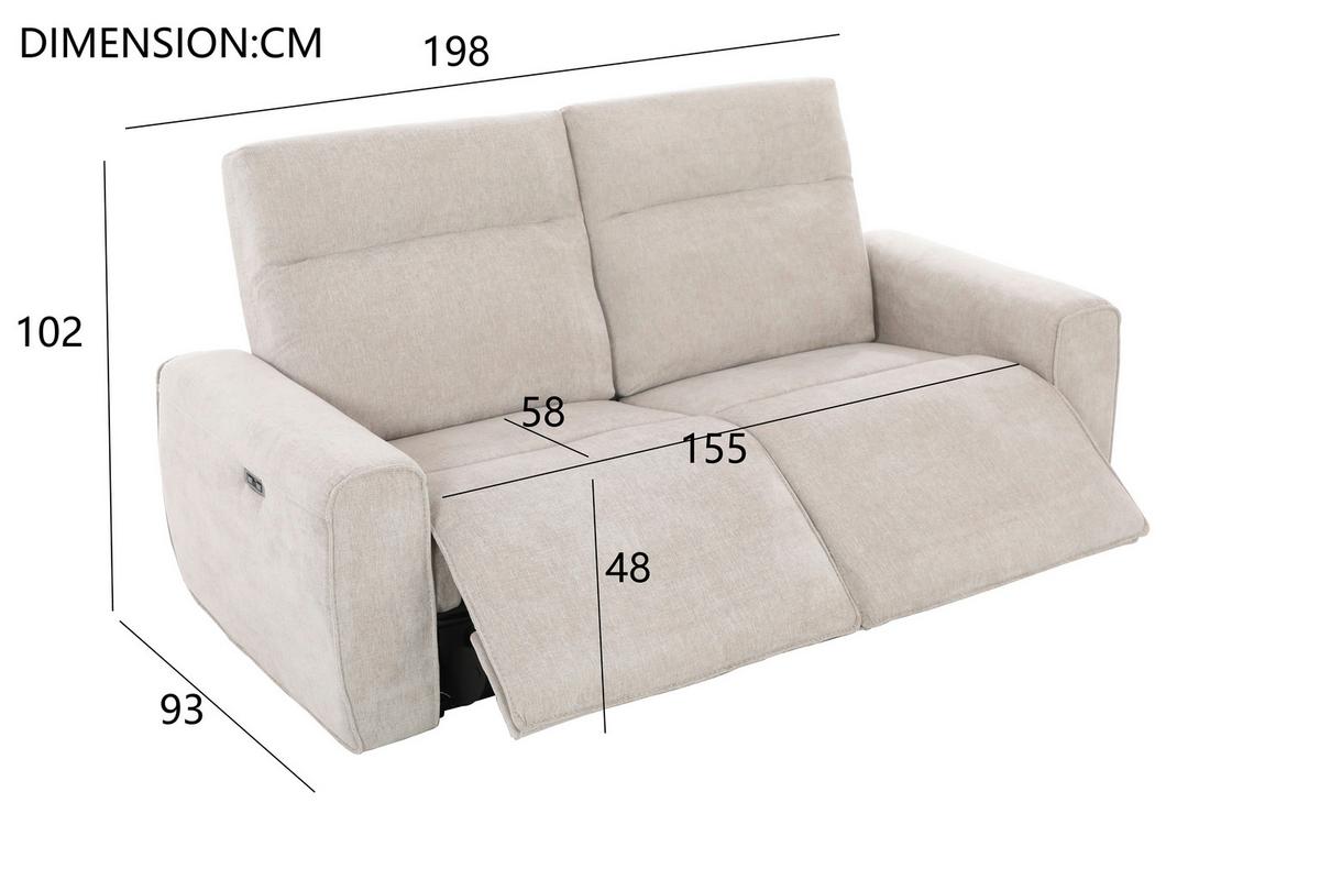 Kanapé 3-üléses Paco - bézs, Modern, textil/fa (198/102/93cm)