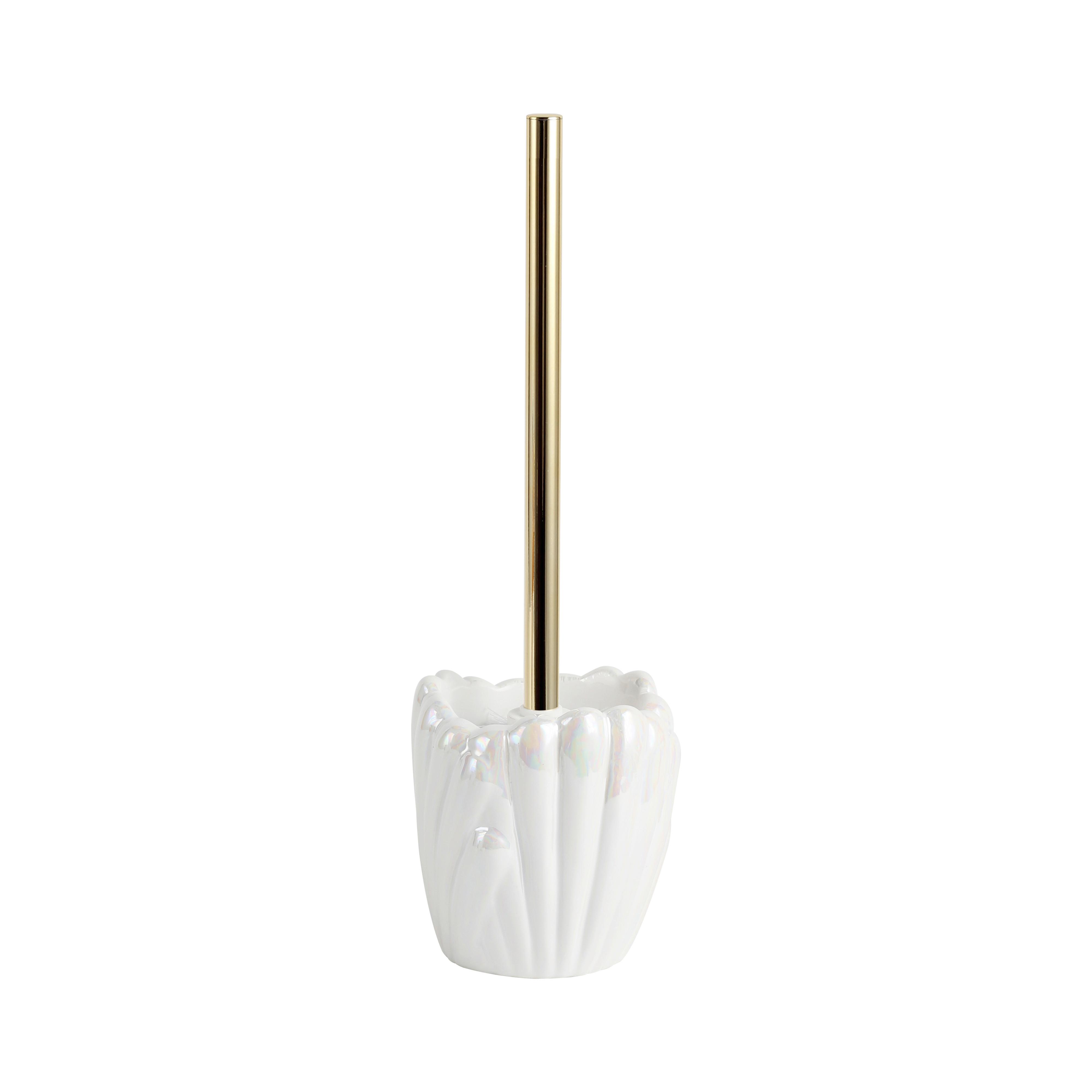 WC sada -štětka a držák ARIELLE - bílá/barvy zlata, Moderní, kov/plast (11,2/32,5cm) - Mömax