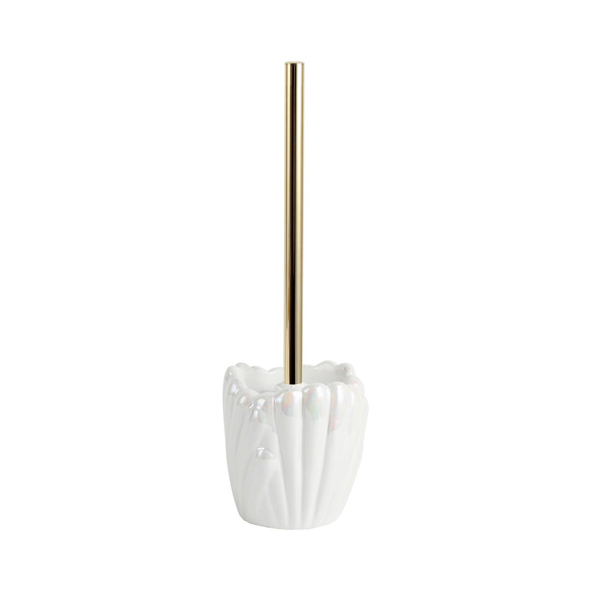 WC kefa so stojanom ARIELLE - biela/zlatá, Modern, kov/plast (11,2/32,5cm) - Mömax