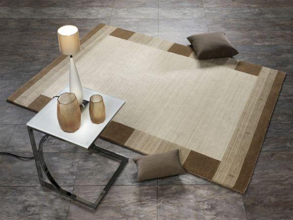 Wollteppich Alagis Border - Beige/Naturfarben, KONVENTIONELL, Textil (90/160cm) - Cazaris
