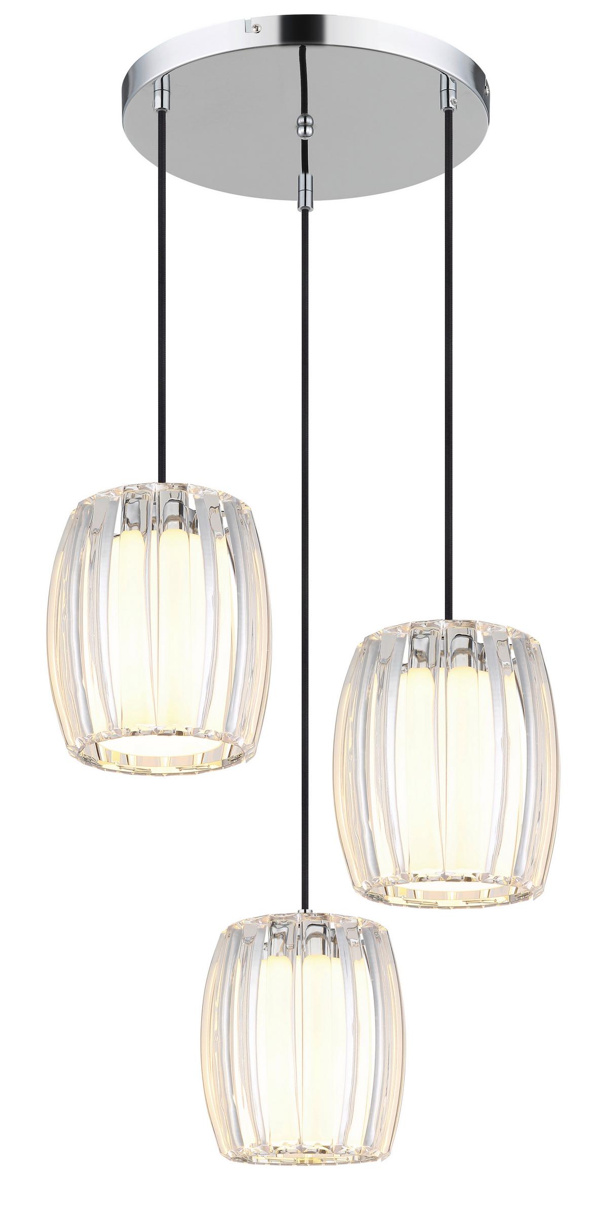 Hängeleuchte Exkl. 3xe27, 60w - Klar/Opal, Design, Glas/Kunststoff (40,5/120cm) - Globo