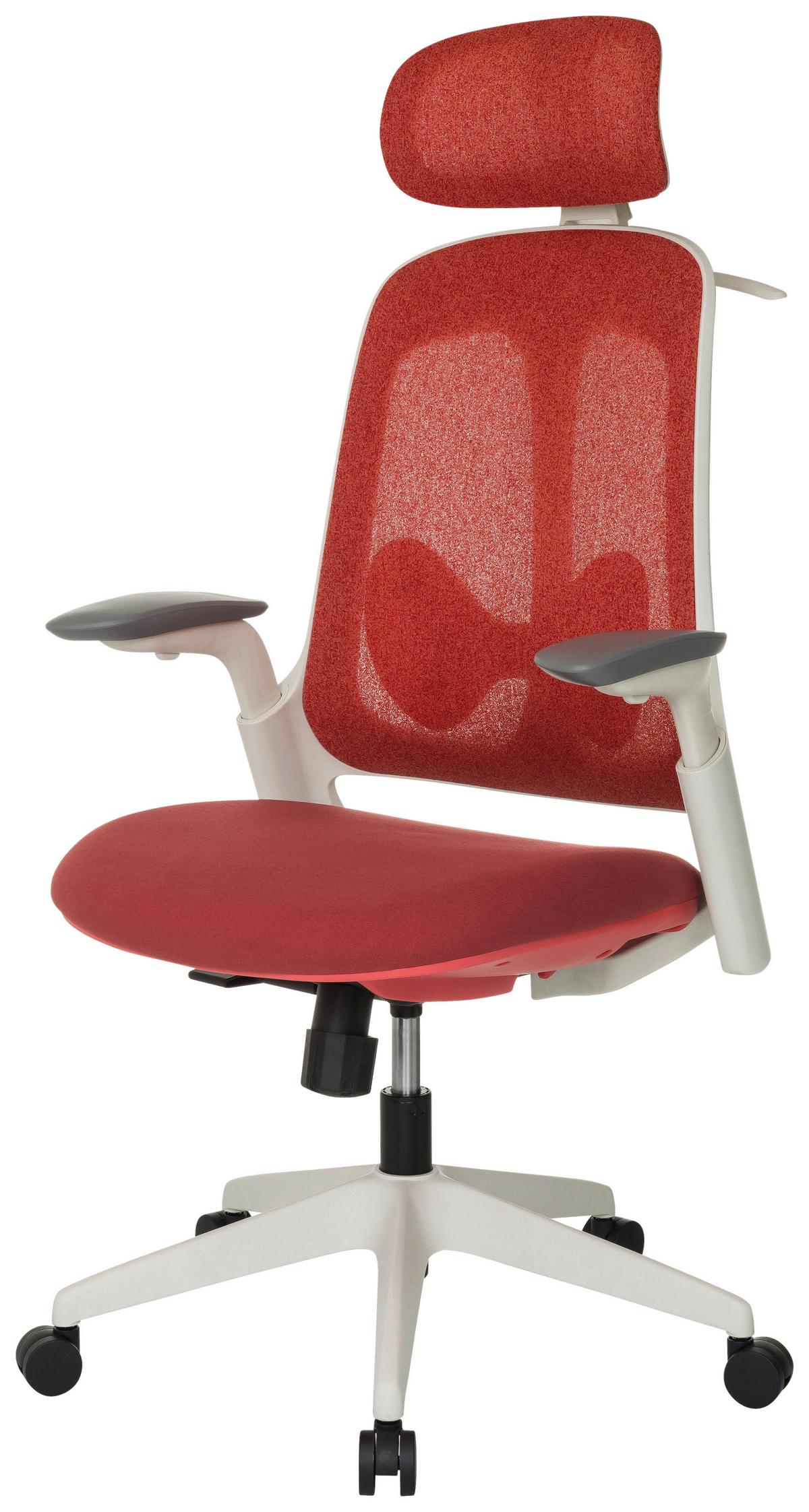Drehstuhl Arceo Wf Rot B: 66 cm - Rot/Weiß, MODERN, Kunststoff/Textil (66/115-131/66cm) - MID.YOU