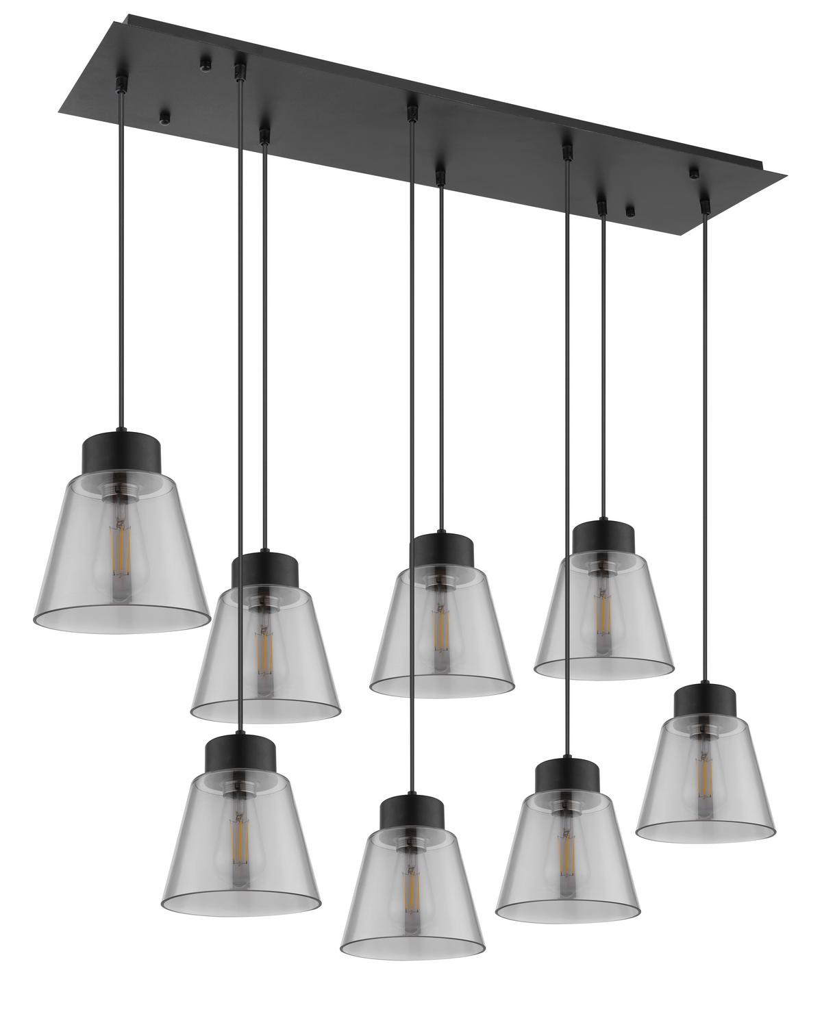 Hängeleuchte Globo H: 125 Cm 8-Flammig - Schwarz, Basics, Glas/Metall (94/34/125cm) - Globo