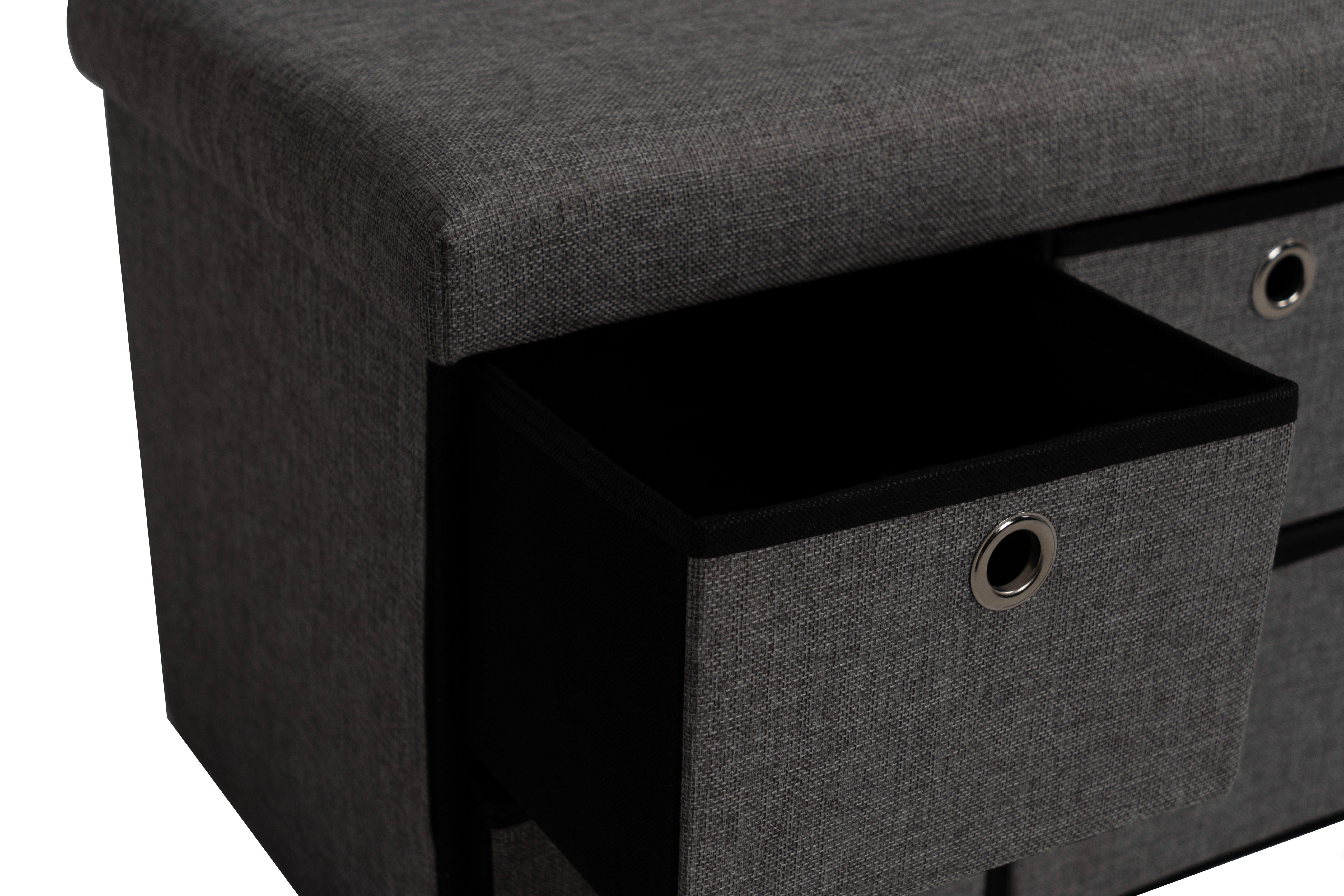 Hocker Halmstad Textil Grau, Box Mit Deckel - Grau, Trend, Wellpappe/Textil (50,5/40/38cm)