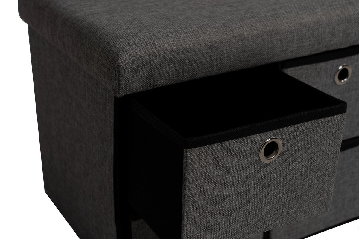 Hocker Halmstad Textil Grau, Box Mit Deckel - Grau, Trend, Wellpappe/Textil (50,5/40/38cm)