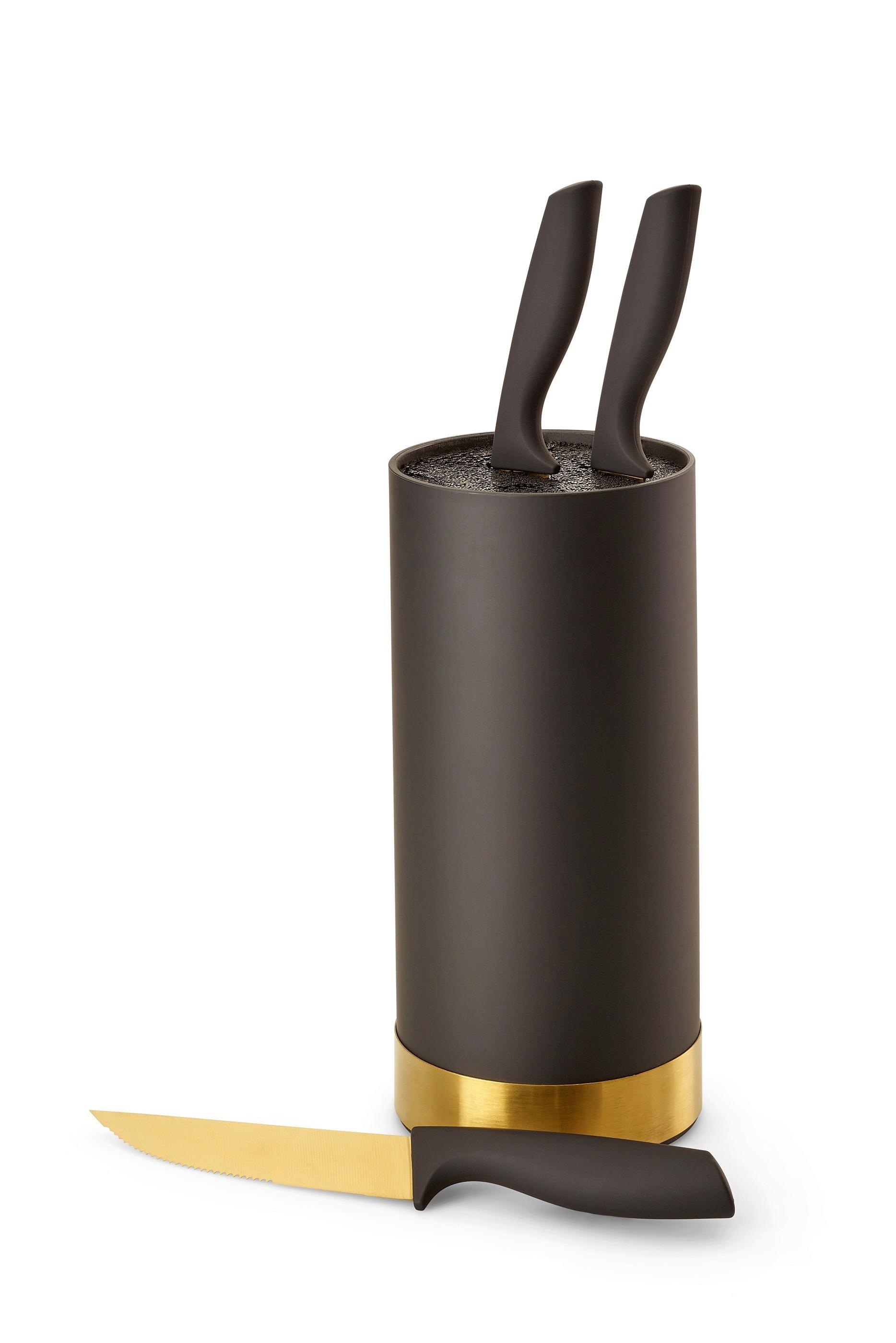 Moderner Messerblick in Schwarz und Goldfarben