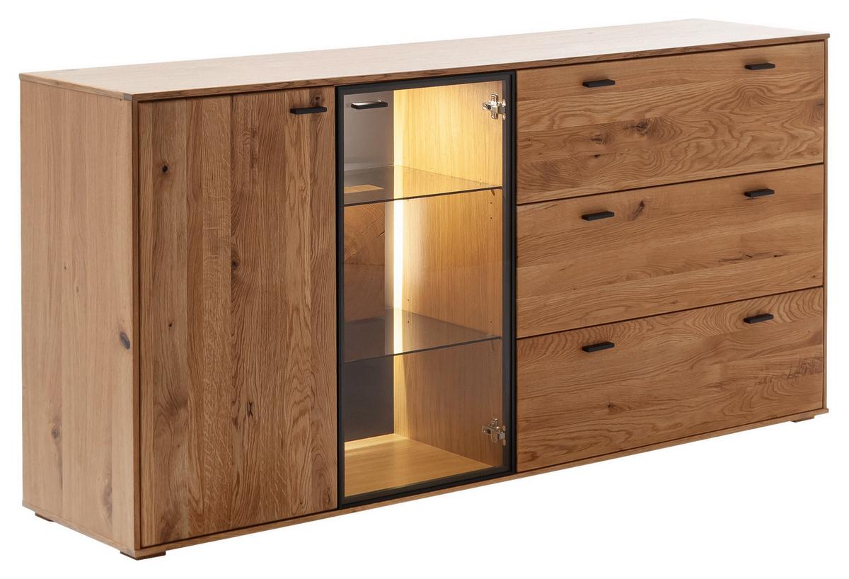 Sideboard Assini Wildeiche B: 183 cm - Wildeiche, Design, Glas/Holz (183/88/44cm) - MID.YOU