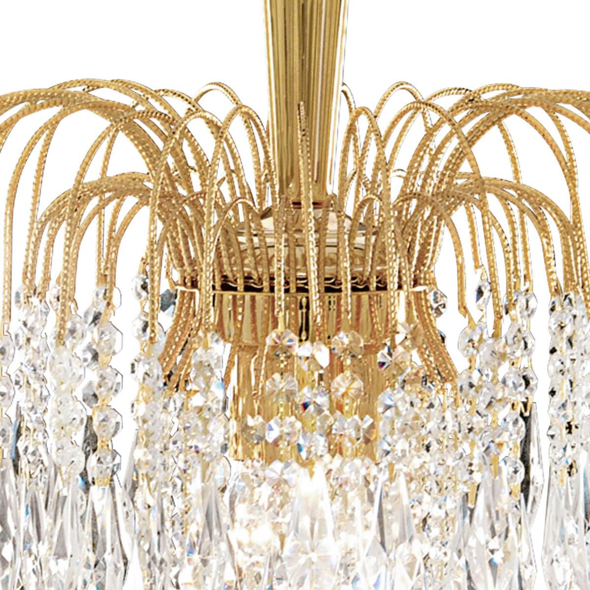 Kristall-Hängeleuchte 5173-3 Waterfall - Goldfarben, Design, Glas/Metall (42/98cm)