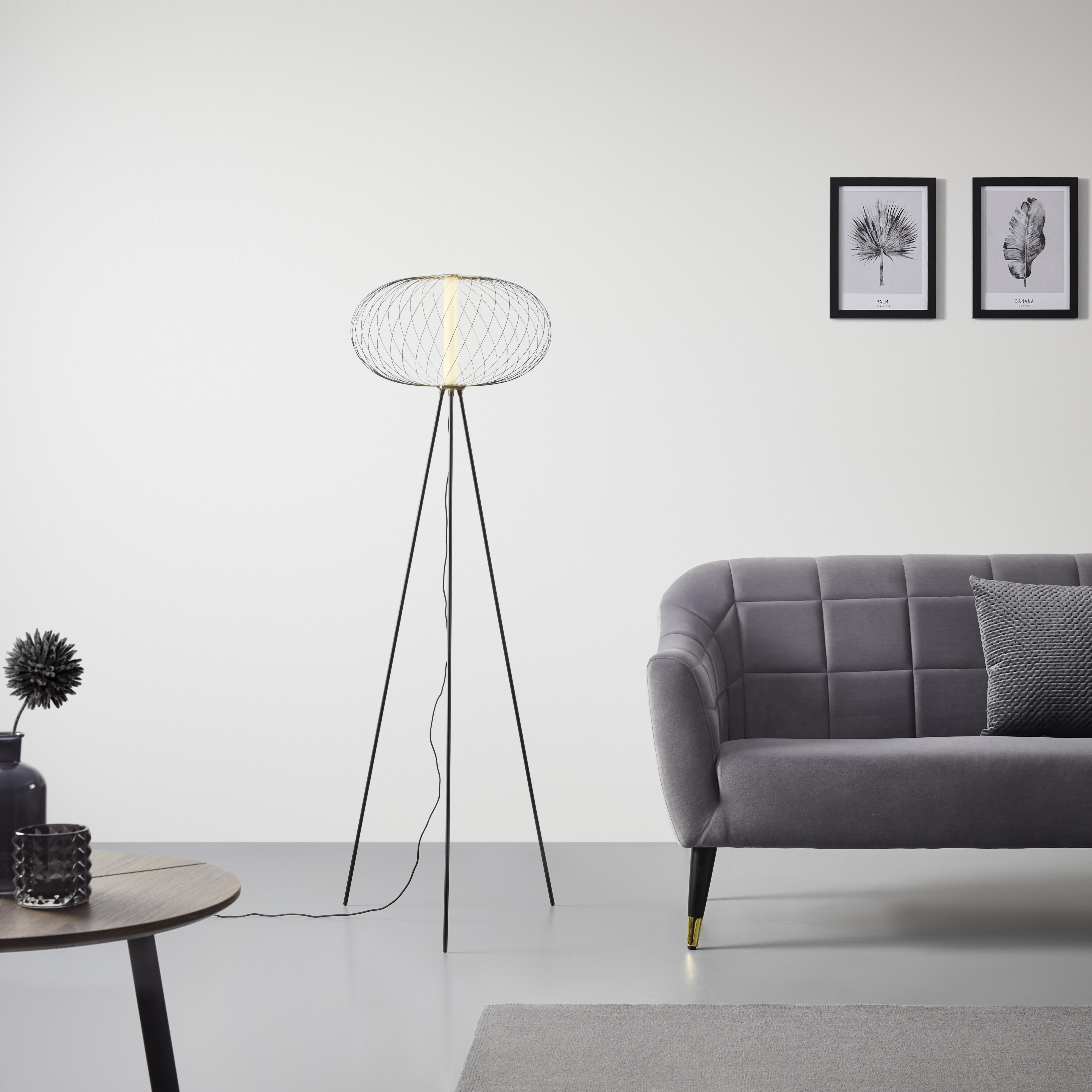 Led-stojací Lampa Amos Černá - černá, Moderní, kov (50/150cm) - Bessagi Home