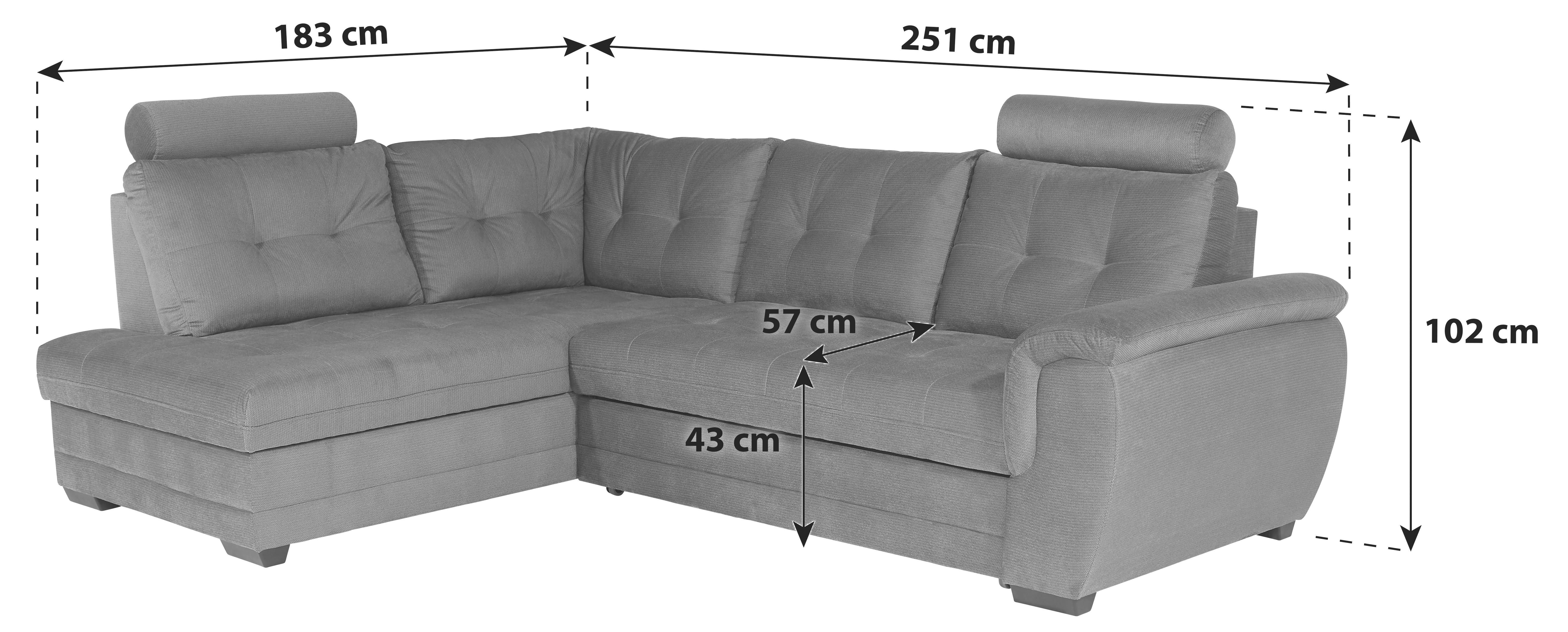 Ecksofa Mit Schlaffunktion + Bettkasten Falco, Mikrofaser - Hellbraun/Dunkelbraun, KONVENTIONELL, Textil (183/251cm) - Ondega