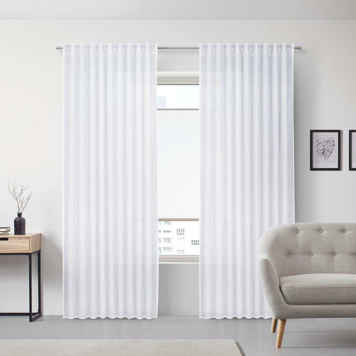 HOTOVÝ ZÁVES Ramona, 135/245cm, biela - biela, Modern, textil (135/245cm) - Modern Living