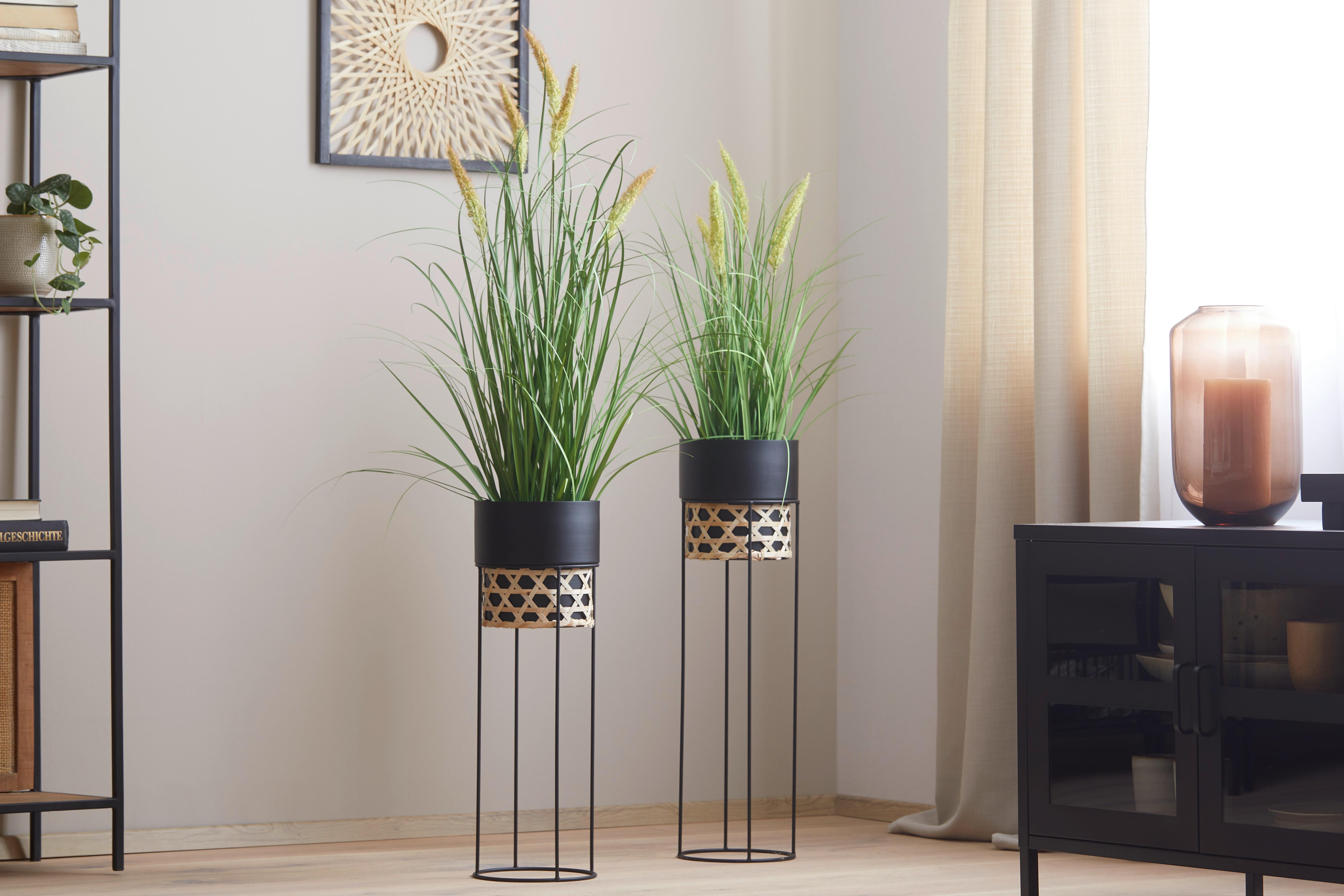 Obal Na Květináč Obscure, Ø/v: 20/60cm - černá/přírodní barvy, kov/dřevo (20/70cm) - Modern Living