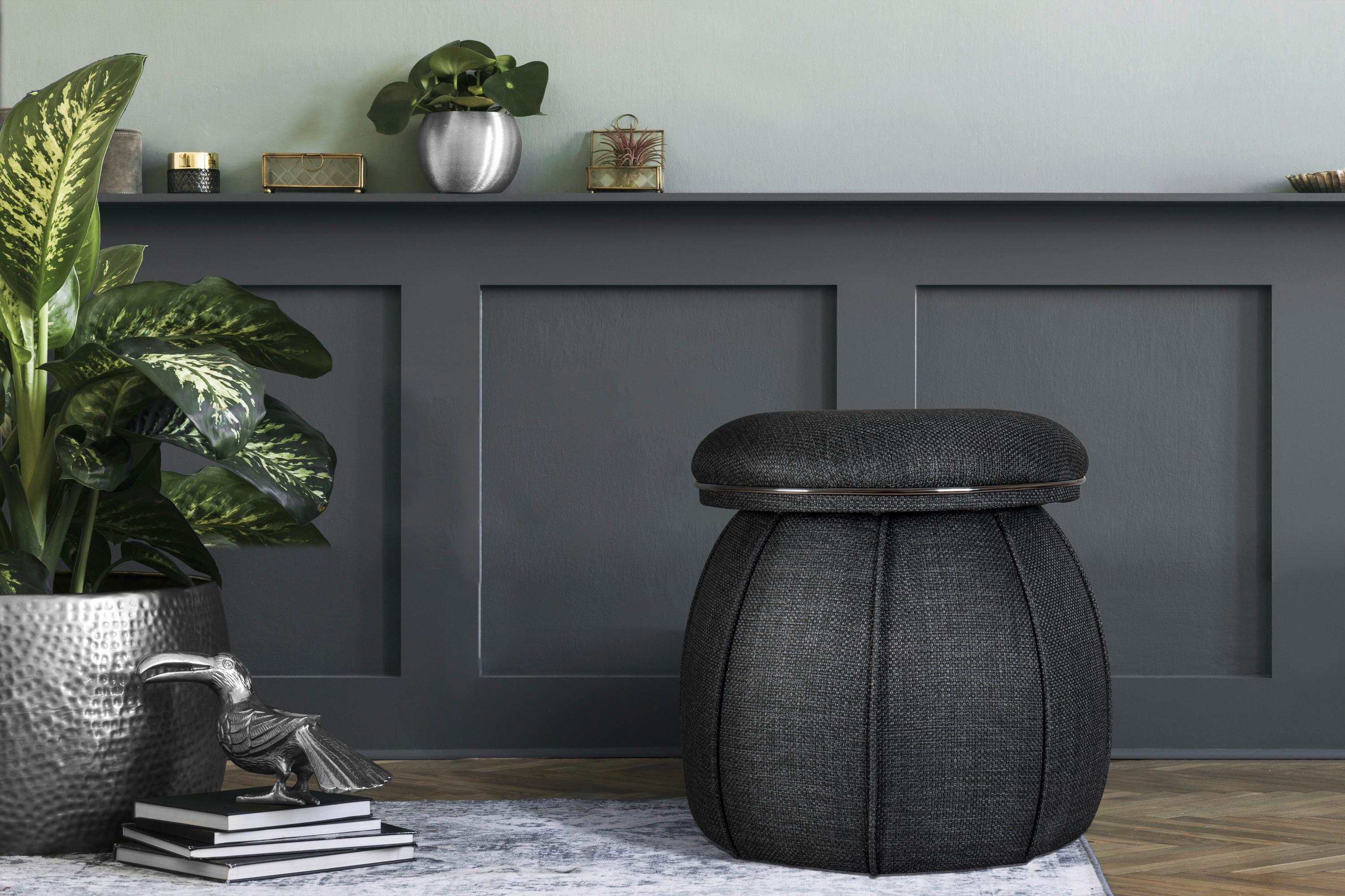Hocker Corin 145 Anthrazit/Graphit  D: 51,5 cm - Anthrazit/Graphitfarben, Design, Textil (51,5cm) - Kayoom