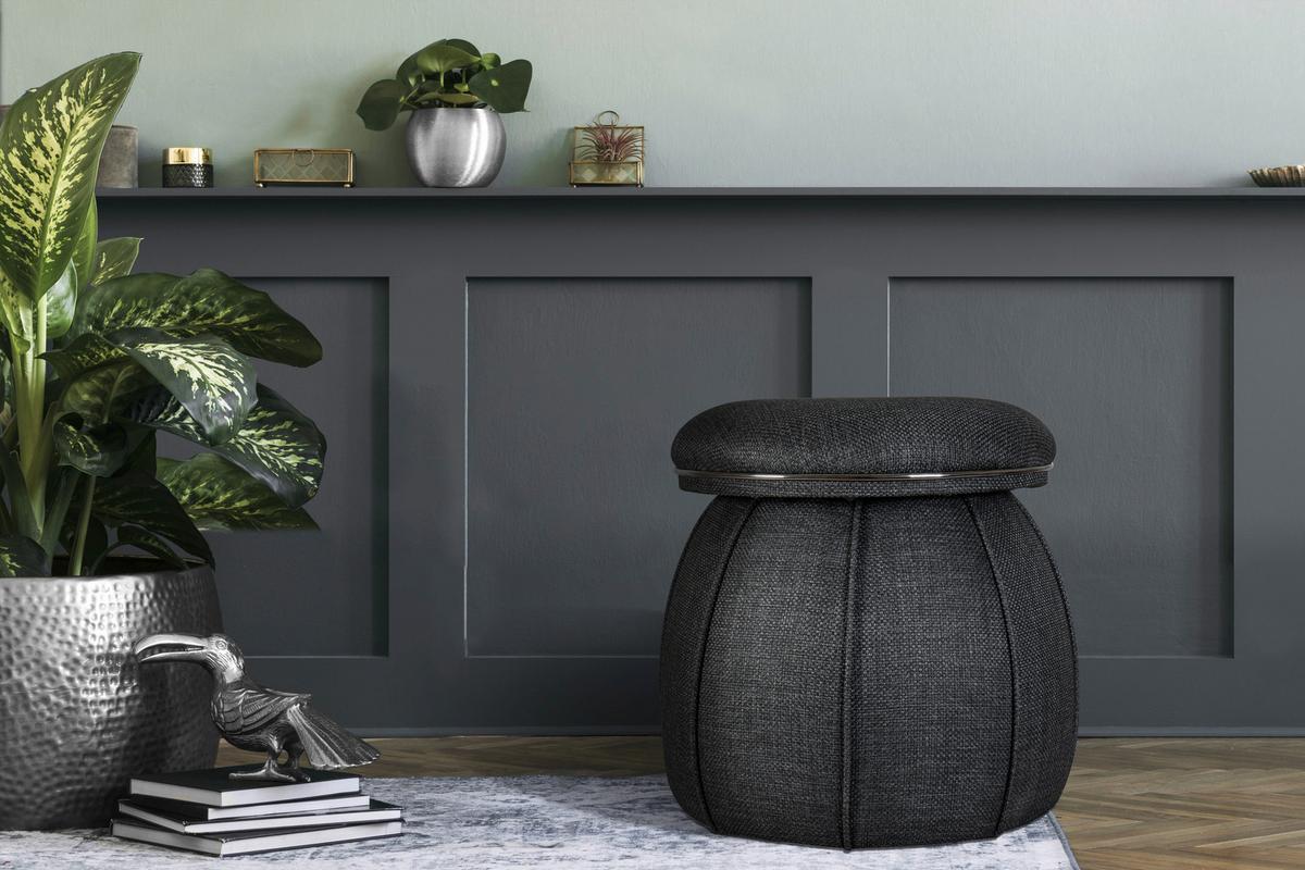 Hocker Corin 145 Anthrazit/Graphit  D: 51,5 cm - Anthrazit/Graphitfarben, Design, Textil (51,5cm) - Kayoom
