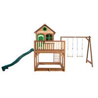 Spielhaus Holz mit Rutsche und Sandkiste Braun Axi Liam - Braun, Holz (588/305/270cm) - Ambia Garden