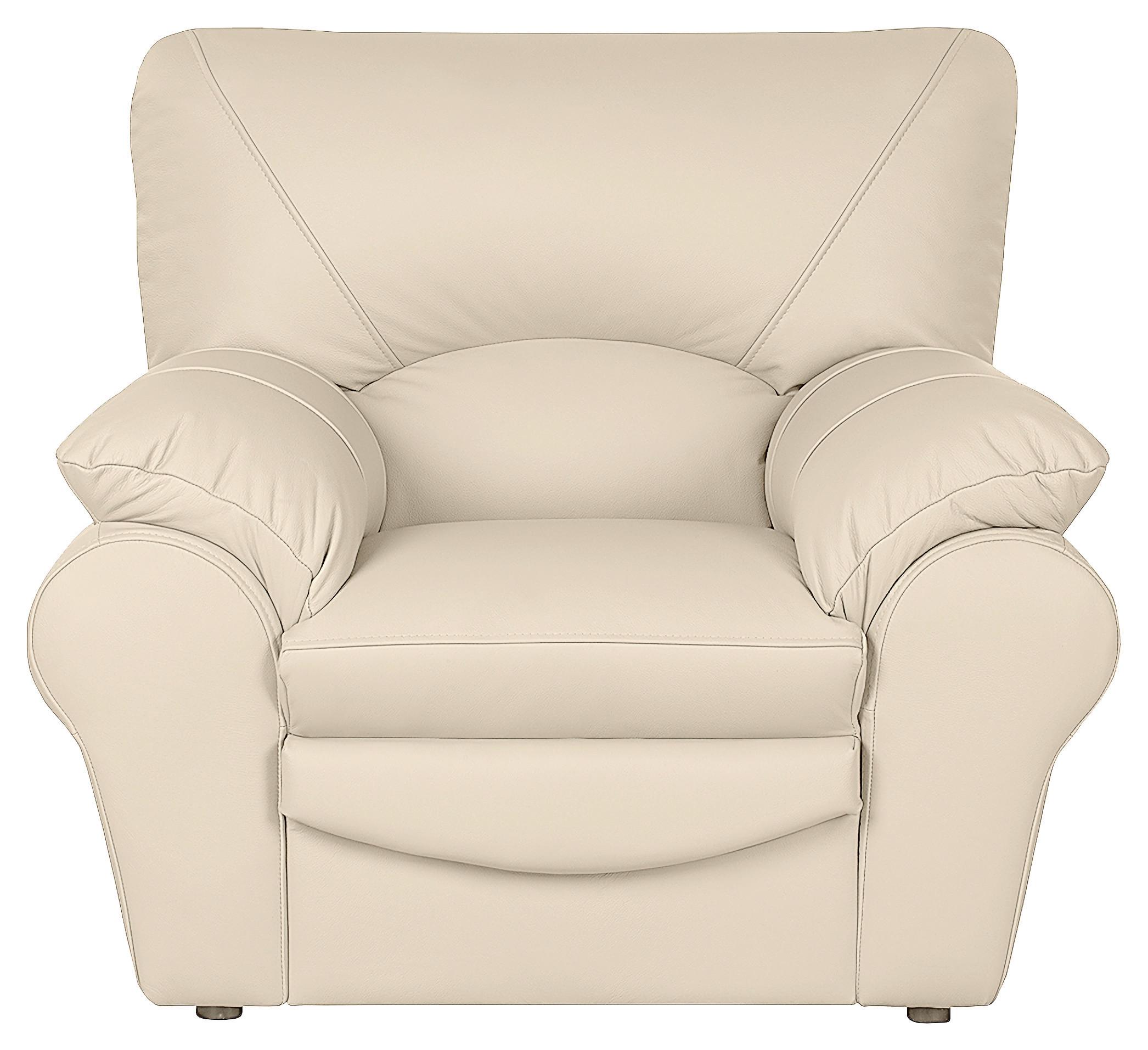 Sessel Oslo Beige B: 105 cm - Beige/Schwarz, Design, Leder (105/92/85cm) - Livetastic