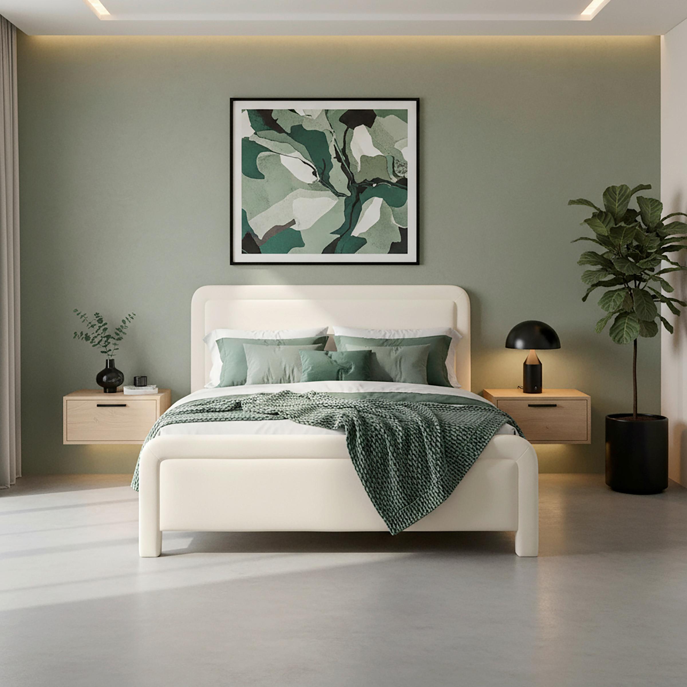 Čalúnená posteľ XIRELIA 160x200 cm, slonovinová - slonovinová/prírodná farba, Modern, kov/drevo (160/200cm) - Bessagi Home