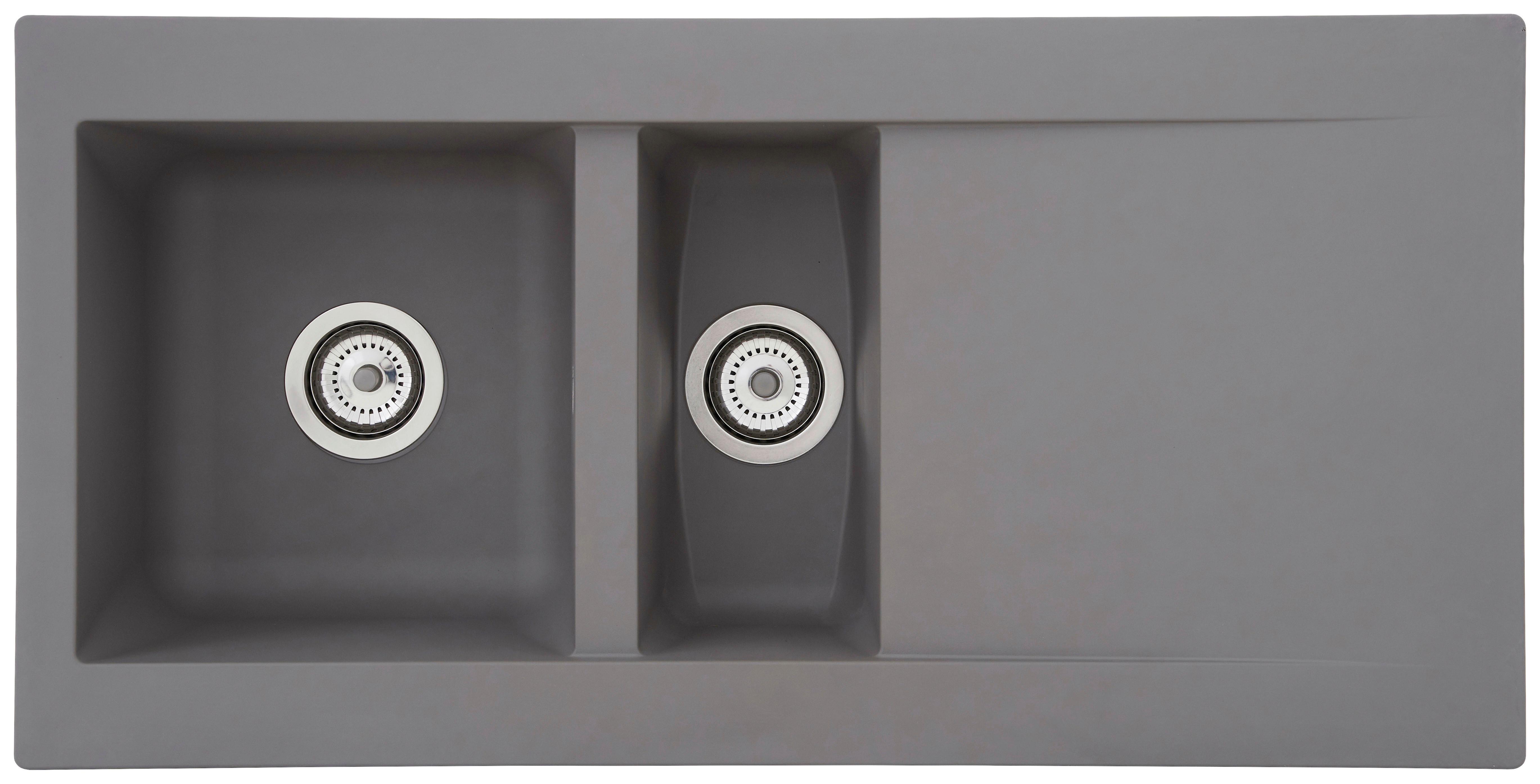 Spüle Respekta Denver Kunststein Bxt: 100x50 cm - Grau, Trend, Glas/Kunststoff (100/20/50cm) - Respekta