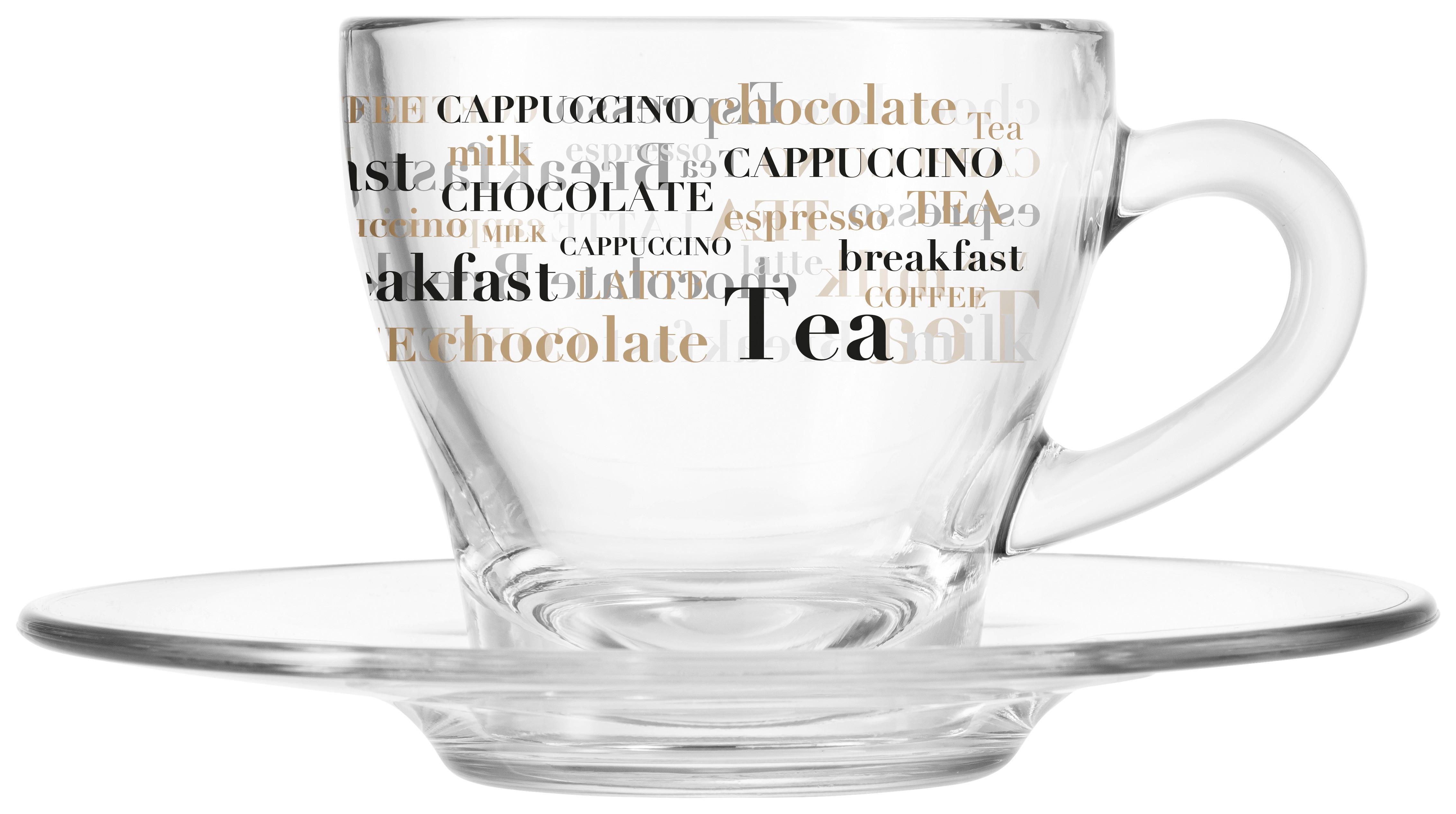 Cappuccinotasse Mit Untertass Kara - Transparent, LIFESTYLE, Glas (180ml) - Luca Bessoni