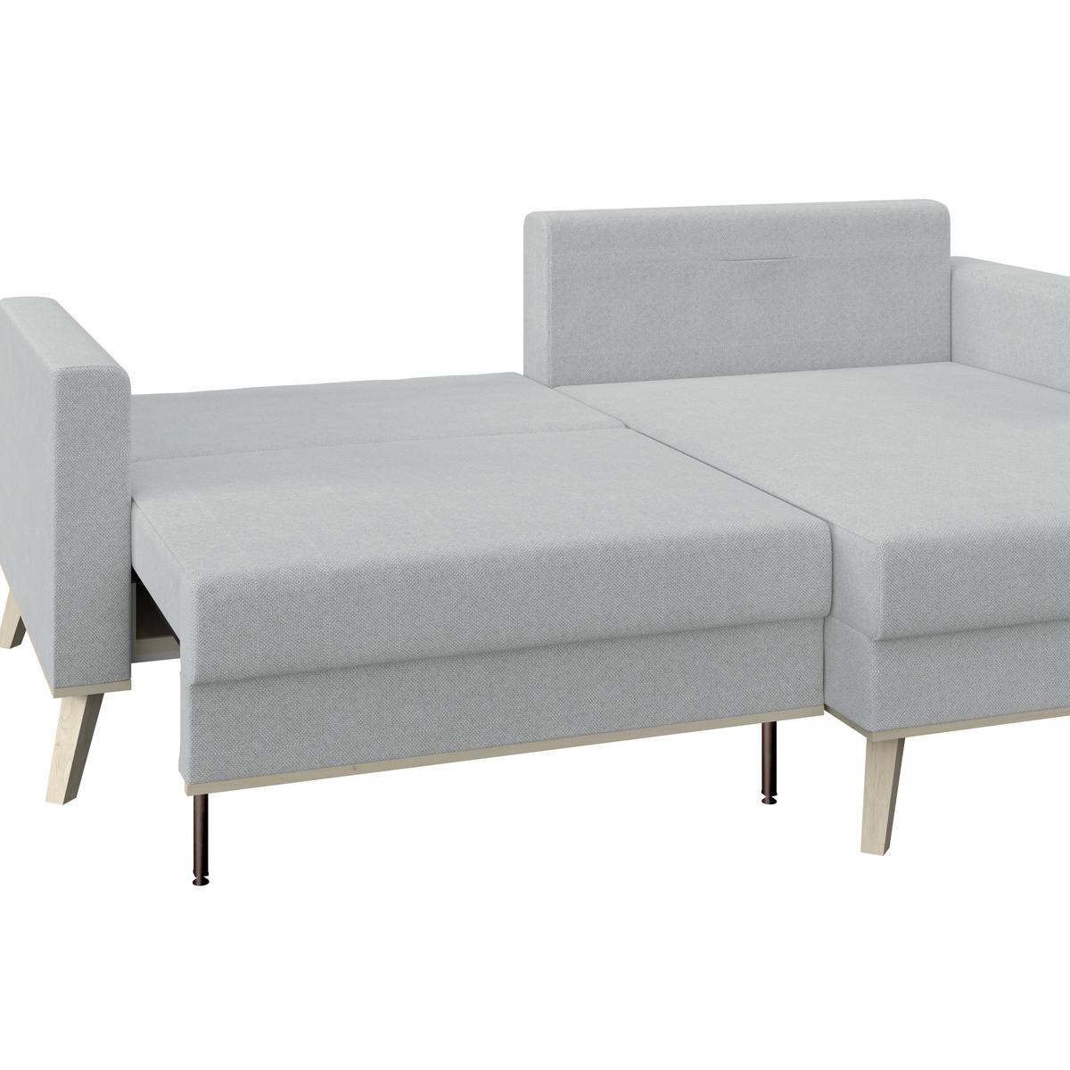 Rohová sedacia súprava CARINI, obojstranná, strieborná - krémová/farba duba, Basics, drevo/textil (222/152cm)