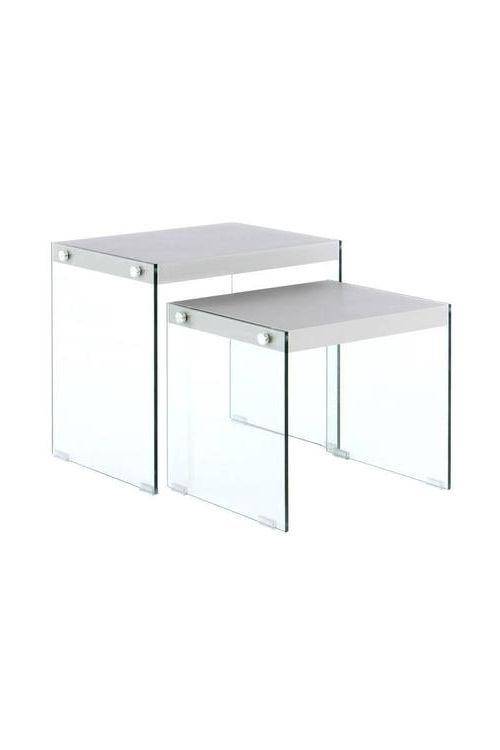 Beistelltisch 2er-set Elementary Silberfarben - Klar/Silberfarben, Basics, Glas/Holzwerkstoff - Kayoom