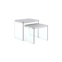 Beistelltisch 2er-set Elementary Silberfarben - Klar/Silberfarben, Basics, Glas/Holzwerkstoff - Kayoom