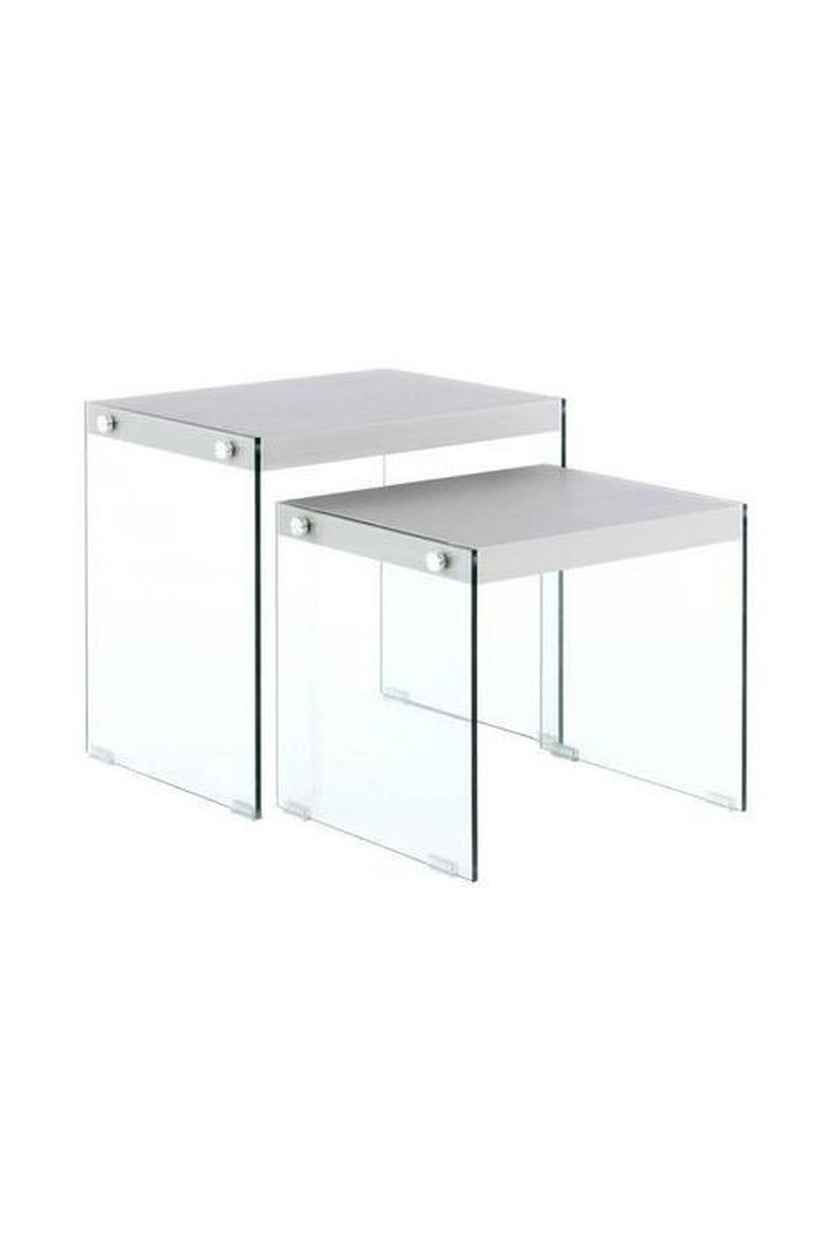 Beistelltisch 2er-set Elementary Silberfarben - Klar/Silberfarben, Basics, Glas/Holzwerkstoff - Kayoom