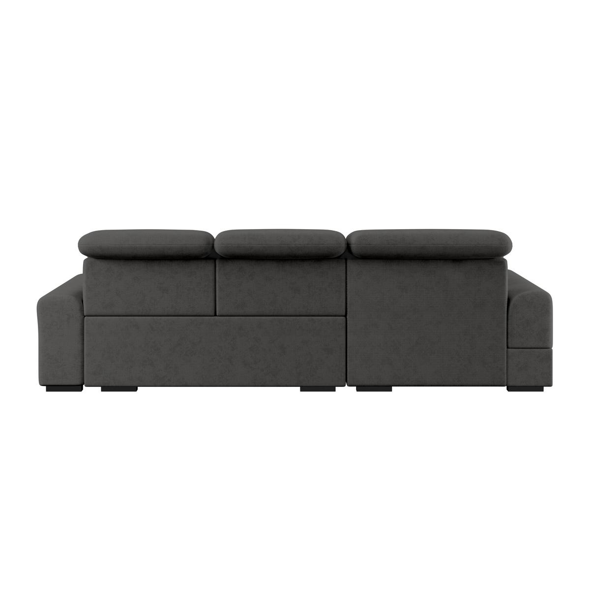 Ecksofa mit Bettfunktion Malaga new Chenille graphit - Schwarz/Graphitfarben, KONVENTIONELL, Textil (203/286cm) - Ondega